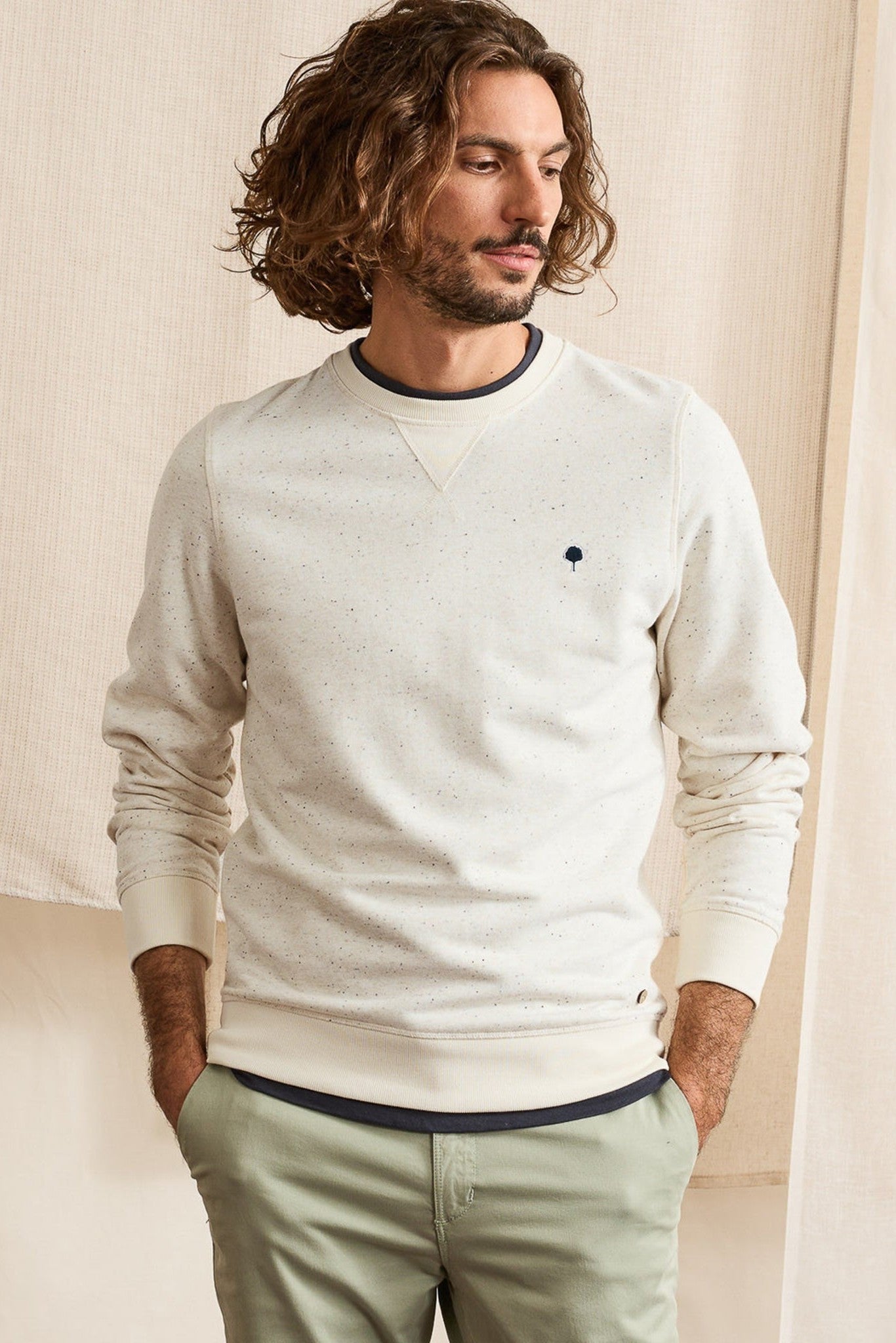 FAGUO - Donon Sweat Cotton - Ecru Navy - BACKYARD