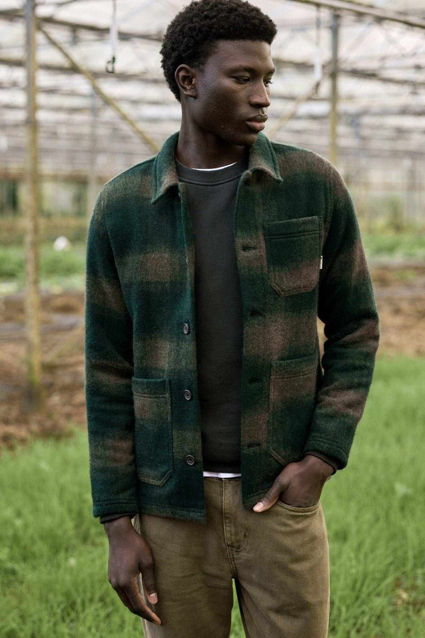 FAGUO - Lorge Outerwear Woven - Leaf Green Light Beige - BACKYARD