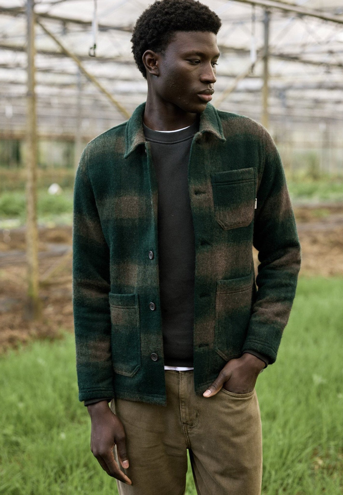 FAGUO - Lorge Outerwear Woven - Leaf Green Light Beige - BACKYARD