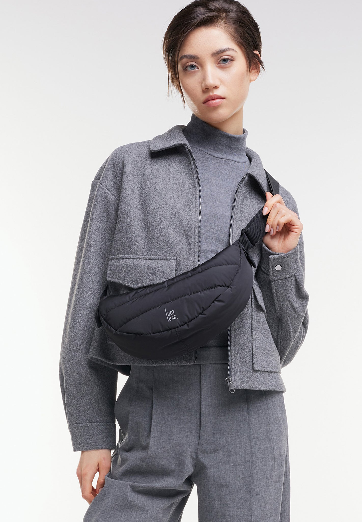 GOT BAG - Puffer Moon Bag Small - Black Monochrome - BACKYARD