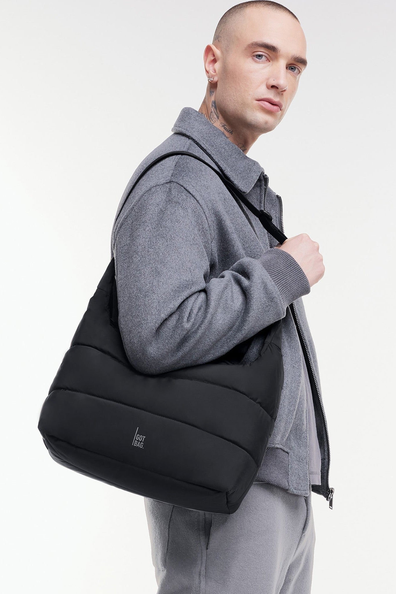 GOT BAG - Puffer Square Bag Large - Black Monochrome - BACKYARD