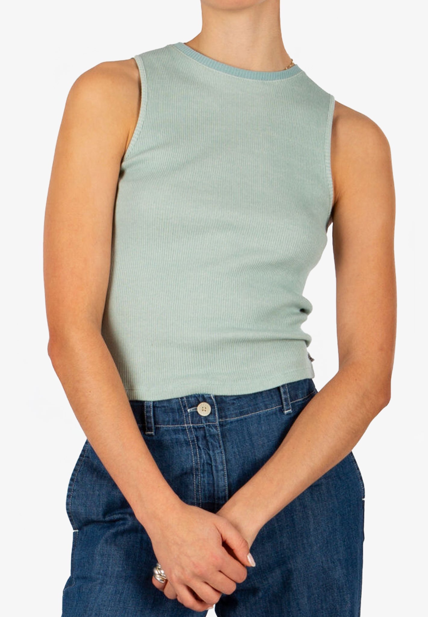 IRIEDAILY - 2 Tone Rib Tanktop - Light Sage - BACKYARD