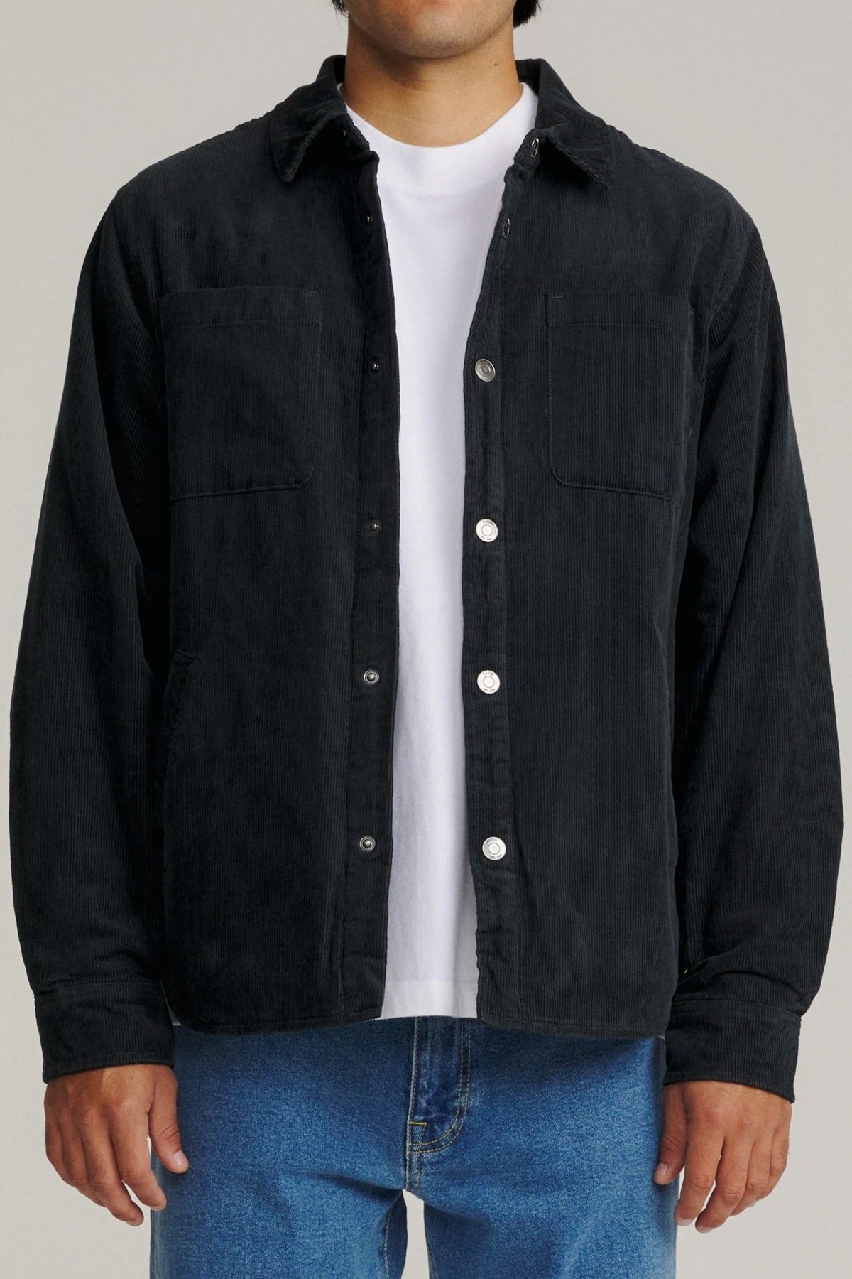 KATIN-Harold Corduroy Shirt Jacket-Black Wash-BACKYARD