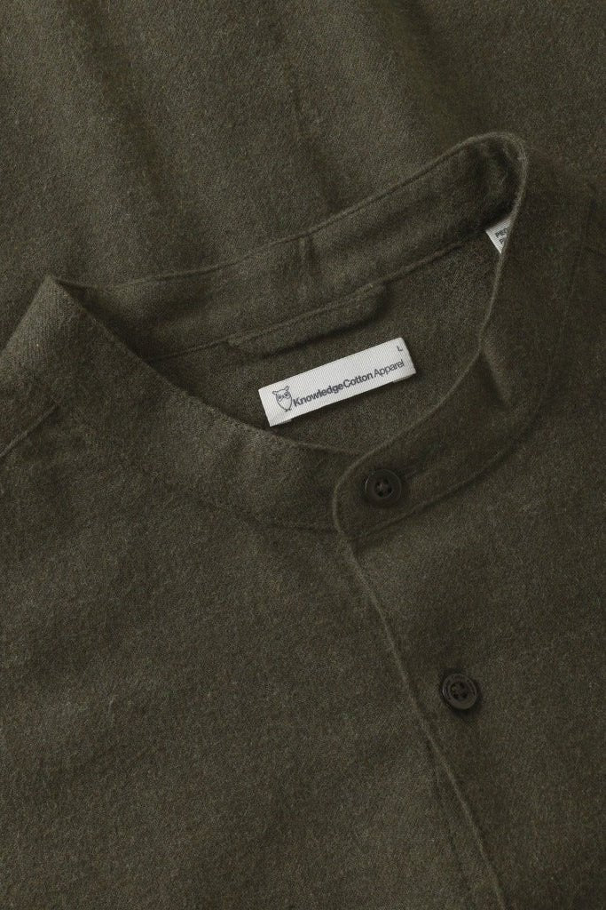 KNOWLEDGE COTTON-Arch Regular Flannel Shirt-Forrest Night-BACKYARD