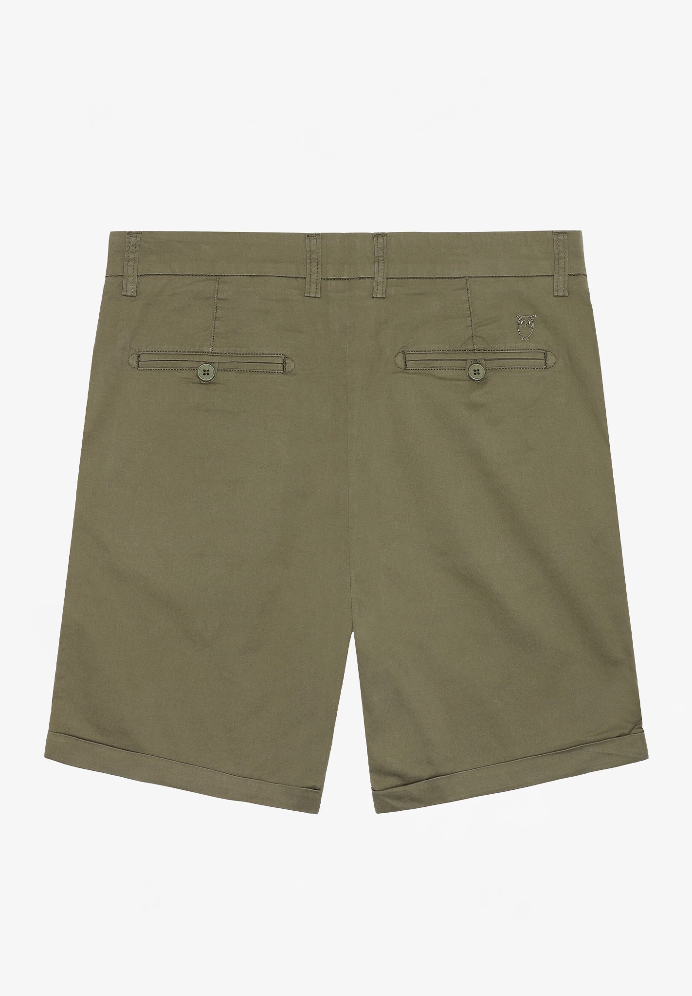 KNOWLEDGE COTTON - Chuck Regular Chino Poplin Shorts - Burned Olive - BACKYARD