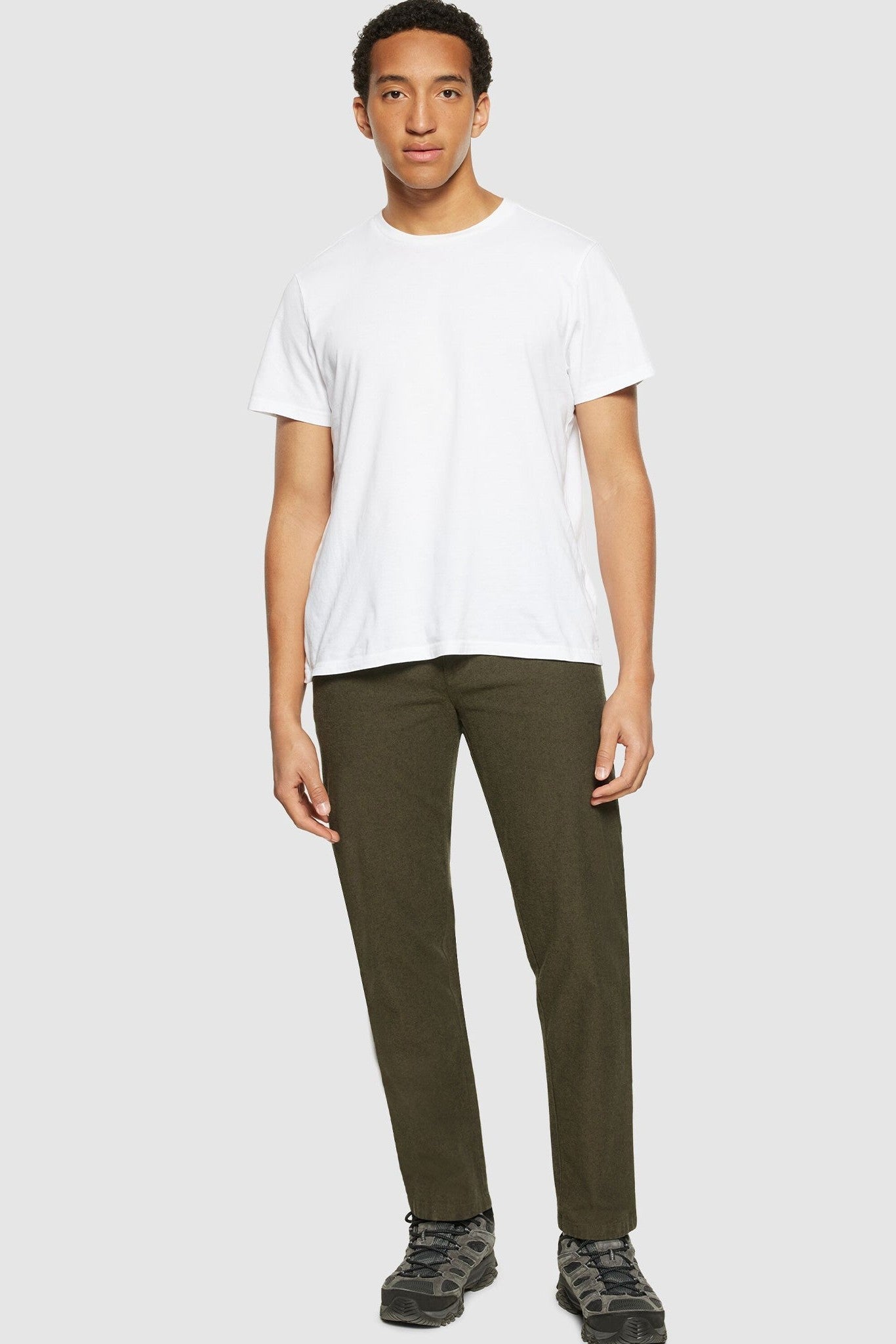 KNOWLEDGE COTTON - Chuck Regular Flannel Chino Pants - Dark Olive - BACKYARD