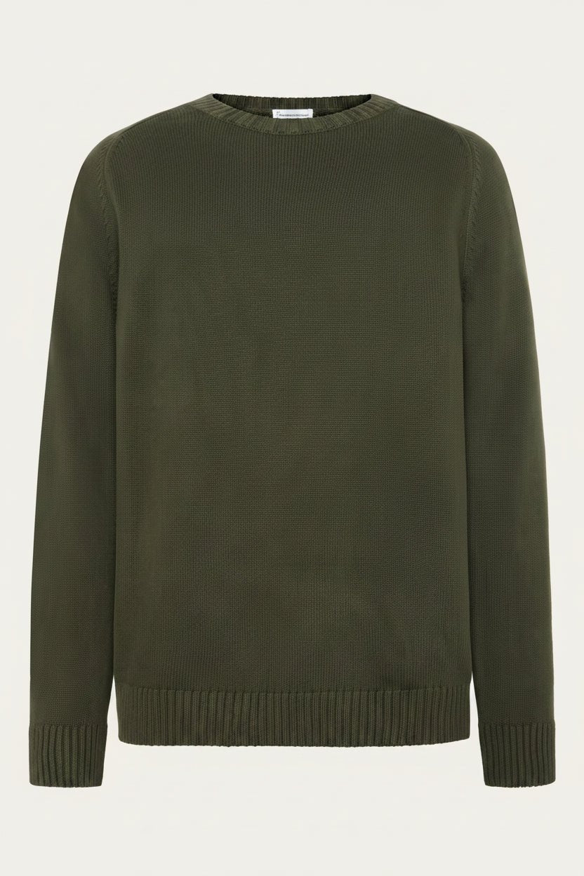 KNOWLEDGE COTTON-Crew Neck Sweater-Forrest Night-BACKYARD
