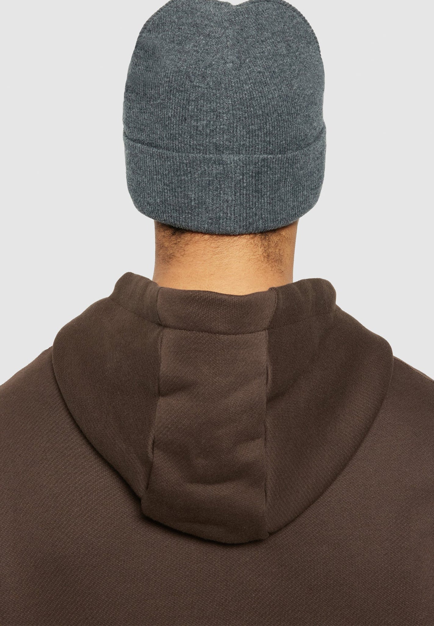 KNOWLEDGE COTTON - Double Layer Rib Wool Beanie - Dark Grey Melange - BACKYARD