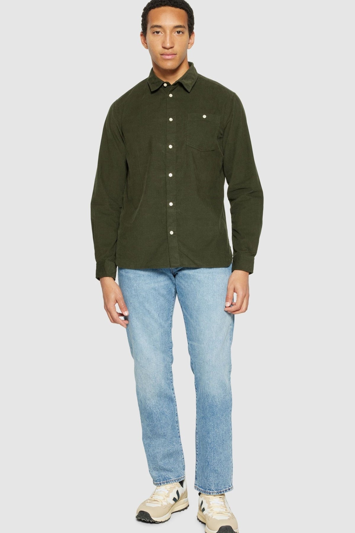 KNOWLEDGE COTTON-Dune Regular Corduroy Shirt-Forrest Night-BACKYARD