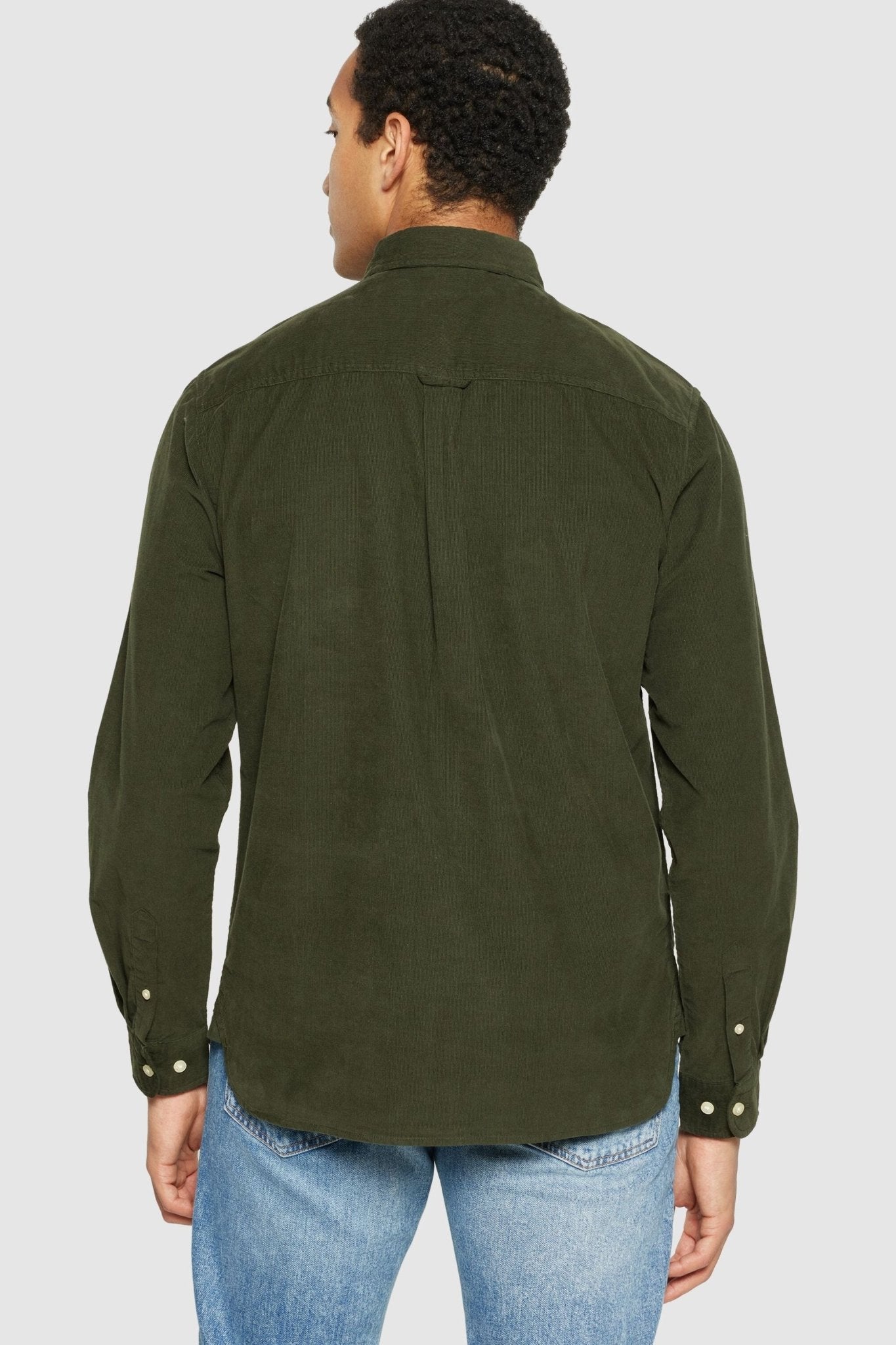 KNOWLEDGE COTTON-Dune Regular Corduroy Shirt-Forrest Night-BACKYARD