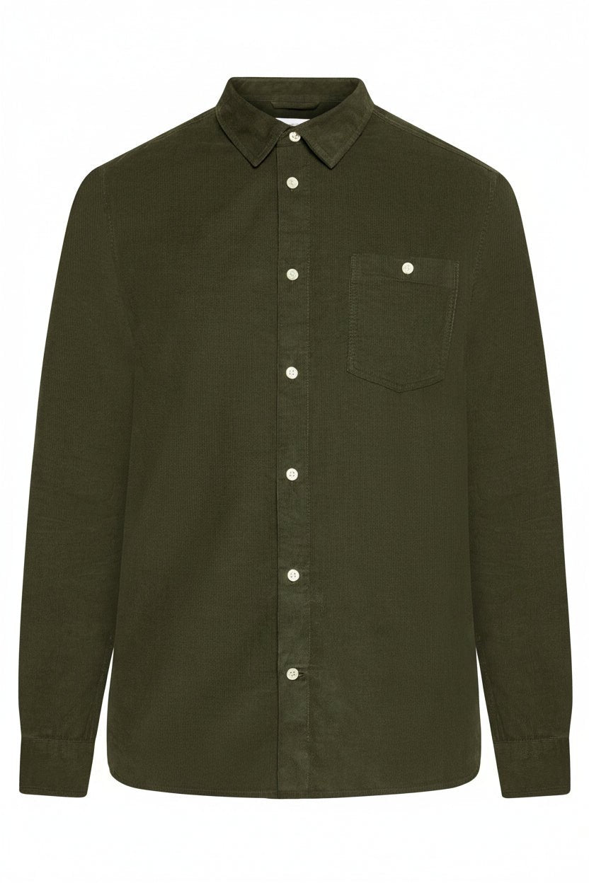 KNOWLEDGE COTTON-Dune Regular Corduroy Shirt-Forrest Night-BACKYARD