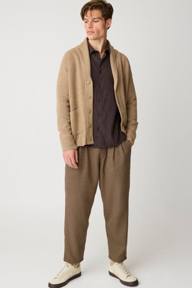 KNOWLEDGE COTTON-Dune Regular Flannel Shirt-Chocolate Torte-BACKYARD