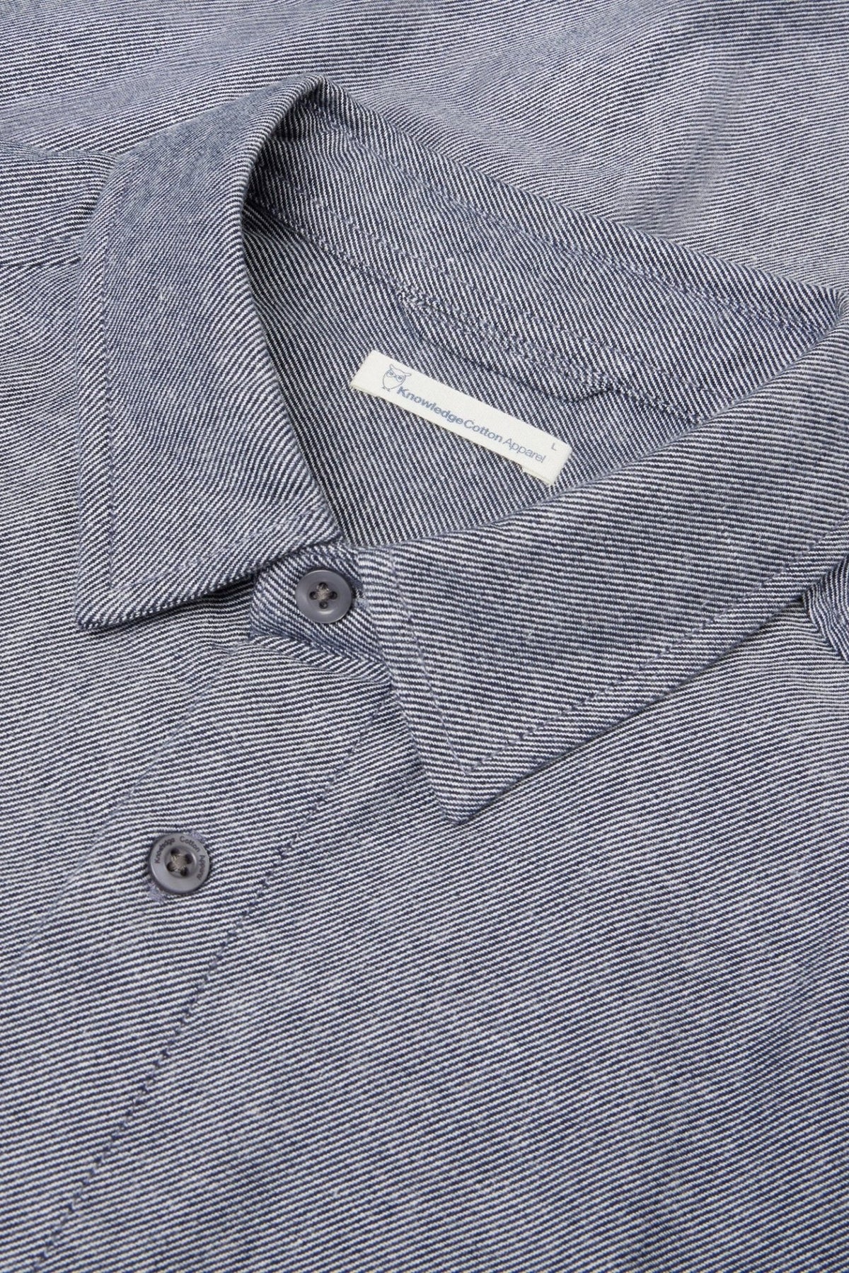 KNOWLEDGE COTTON-Dune Regular Flannel Shirt-Night Sky-BACKYARD