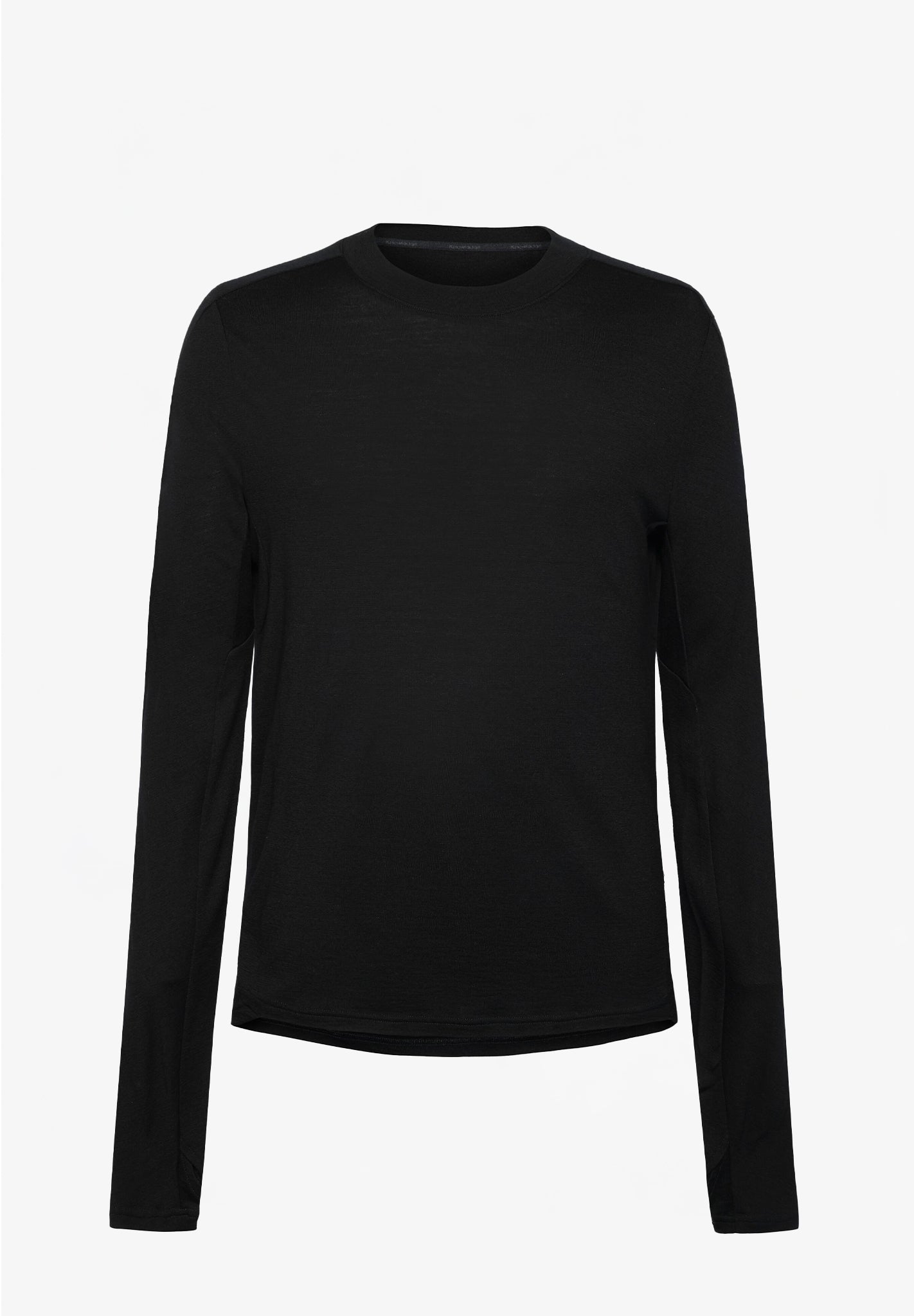 KNOWLEDGE COTTON - Dynamic Wool Long Sleeve T-Shirt - Black Jet - BACKYARD