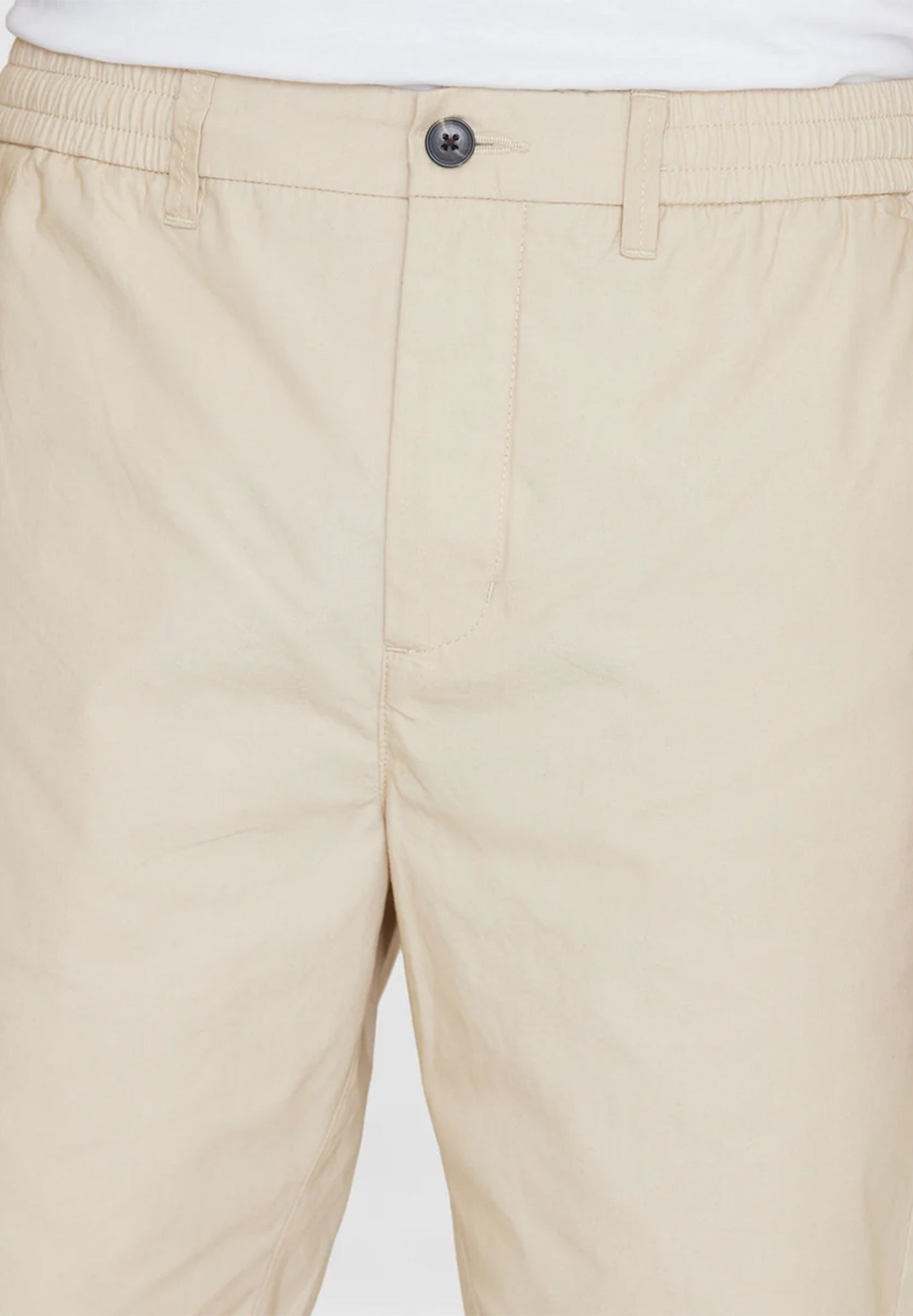 KNOWLEDGE COTTON - Fig Loose Poplin Elastic Waist String Shorts - Light Feather Gray - BACKYARD