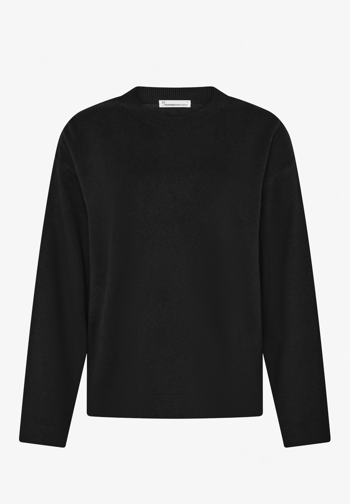 KNOWLEDGE COTTON - Organic Cotton Crew Neck Knit - Black Jet - BACKYARD