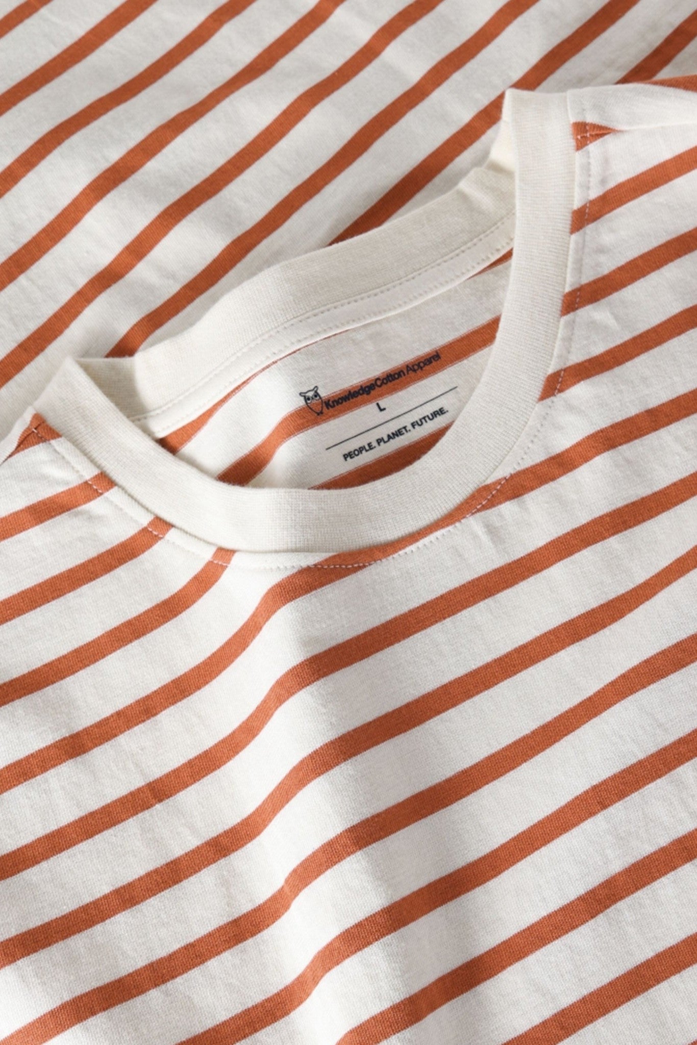 KNOWLEDGE COTTON - Organic Cotton Striped T-Shirt - Red Stripe - BACKYARD