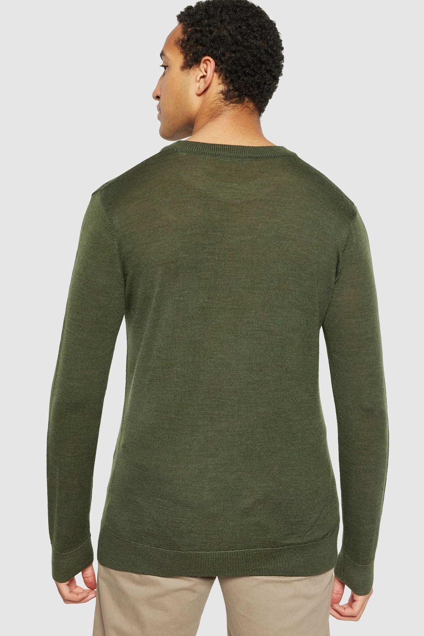 KNOWLEDGE COTTON - Regular Merino Knit Crew Neck - Forest Night - BACKYARD