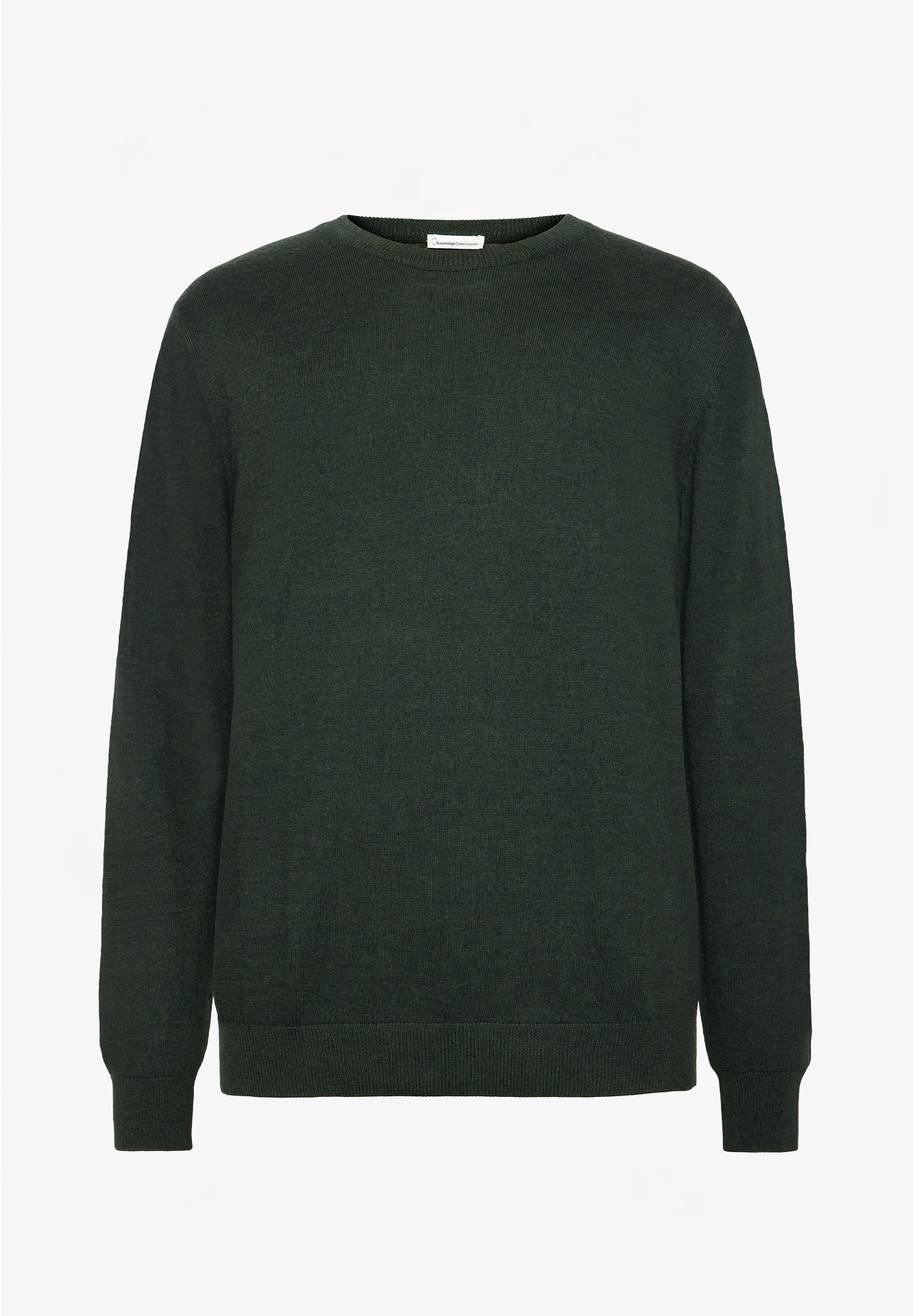 KNOWLEDGE COTTON - Regular Merino Knit Crew Neck - Forest Night - BACKYARD