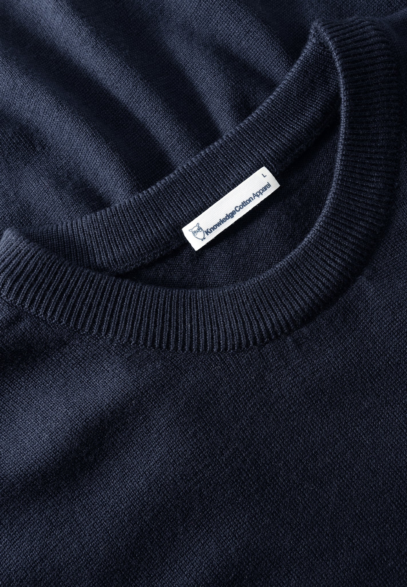 KNOWLEDGE COTTON - Regular Merino Knit Crew Neck - Total Eclipse - BACKYARD