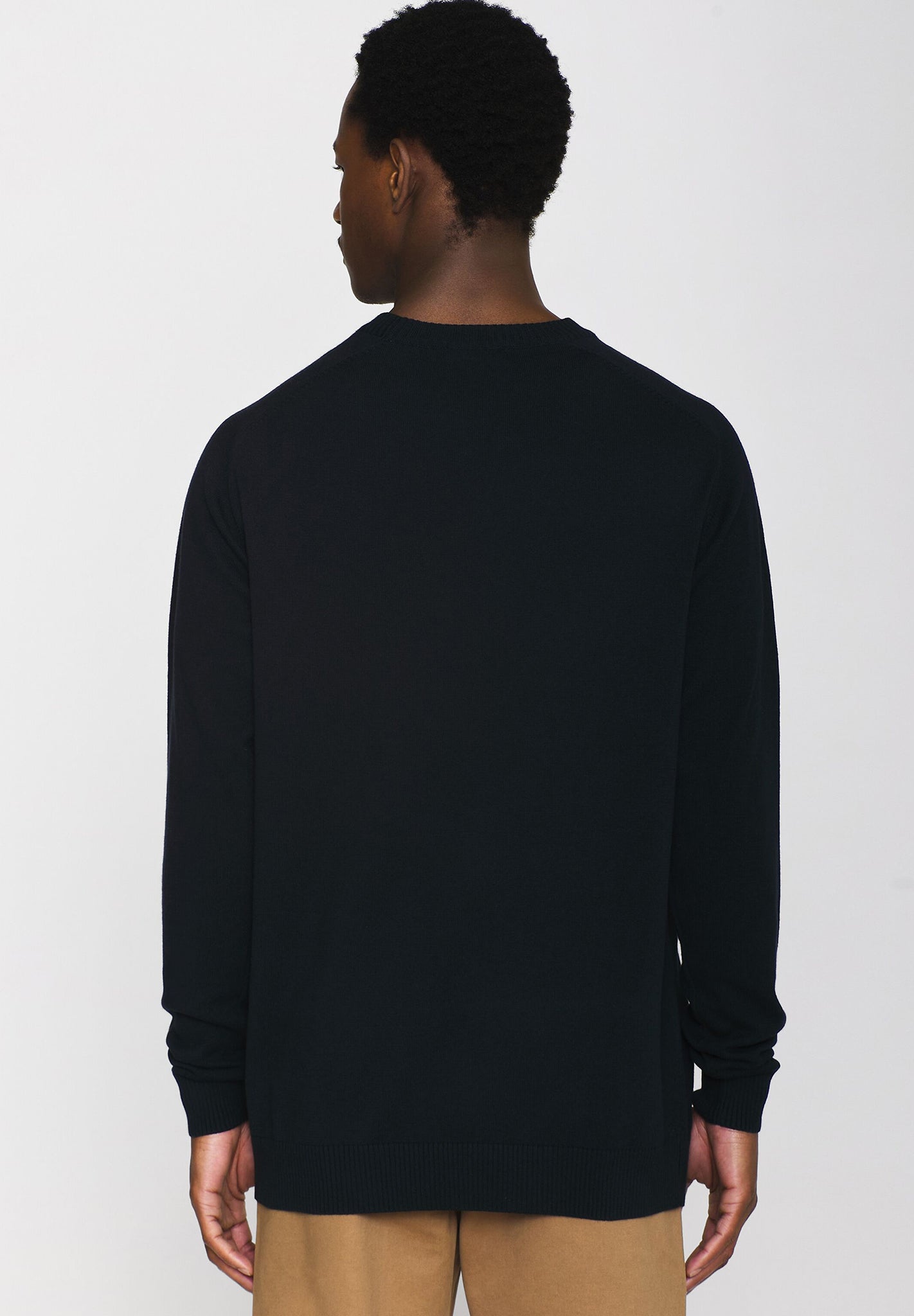 KNOWLEDGE COTTON - Regular Merino Knit Crew Neck - Total Eclipse - BACKYARD