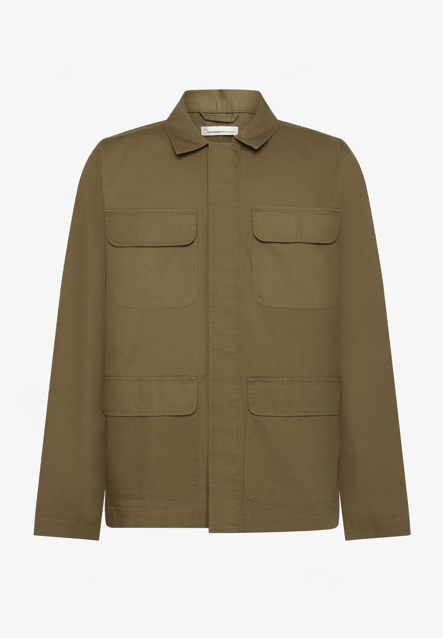 KNOWLEDGE COTTON - Ribstop Overshirt - Burned Olive - BACKYARD