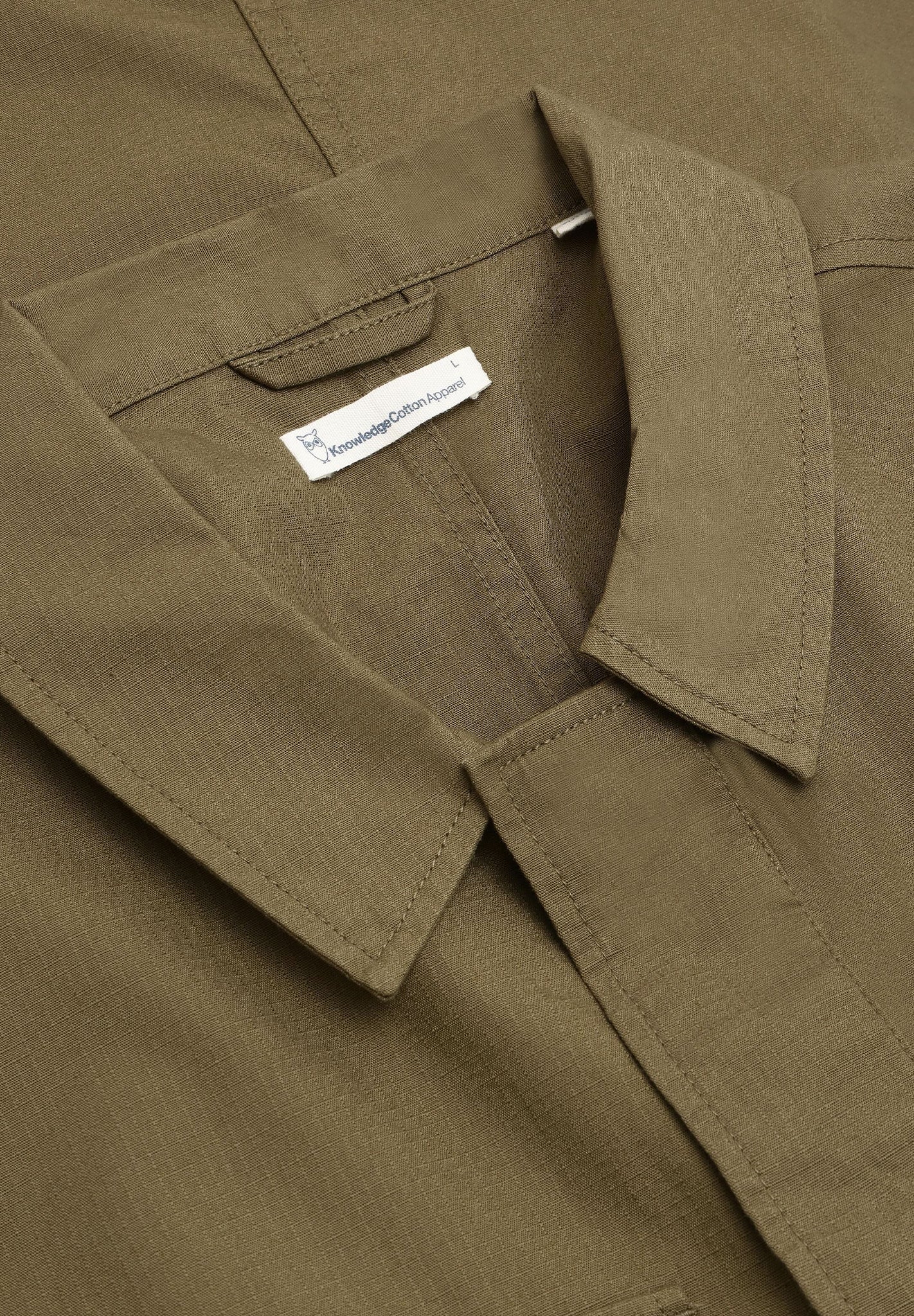KNOWLEDGE COTTON - Ribstop Overshirt - Burned Olive - BACKYARD