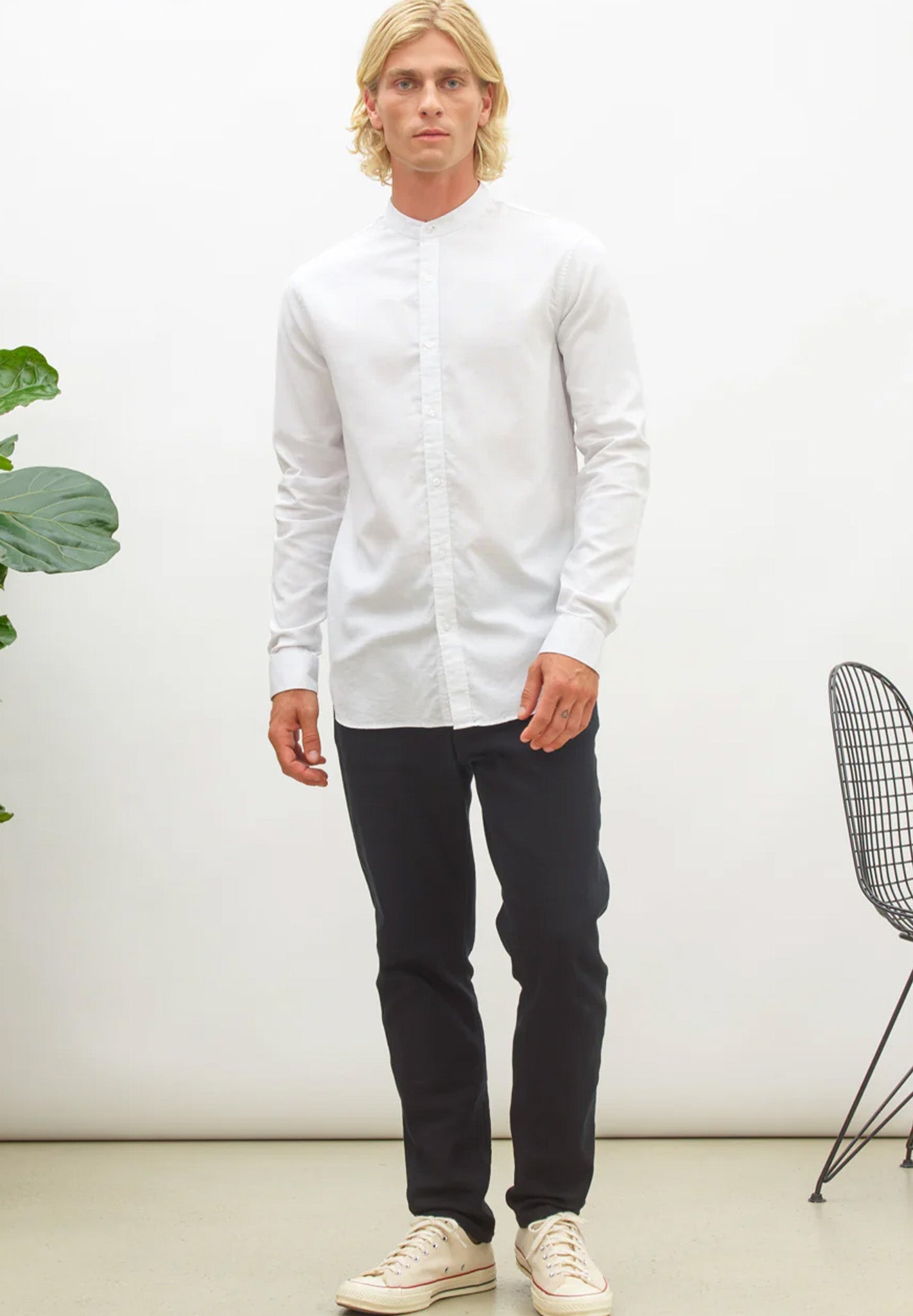 NOWADAYS - Oxford Melange Shirt - Bright White - BACKYARD