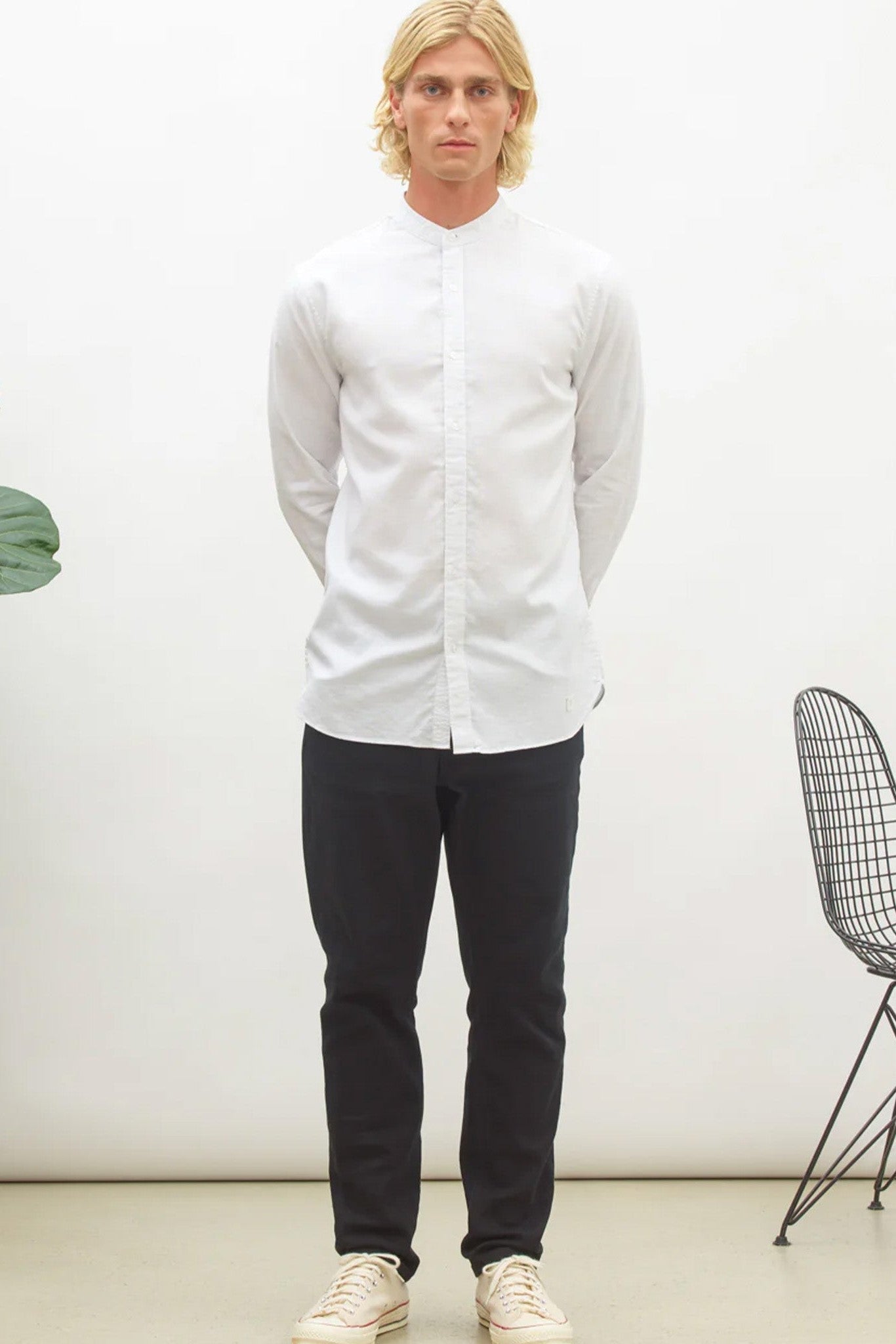 NOWADAYS - Oxford Melange Shirt - Bright White - BACKYARD