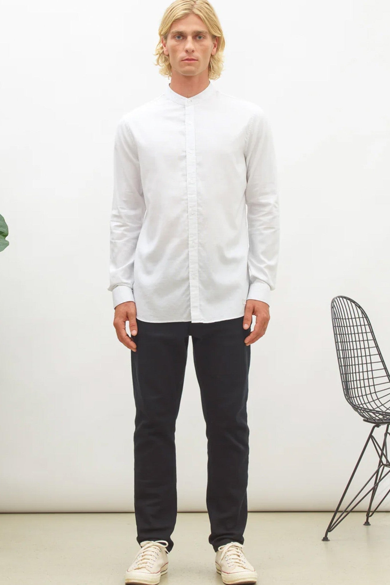 NOWADAYS - Oxford Melange Shirt - Bright White - BACKYARD