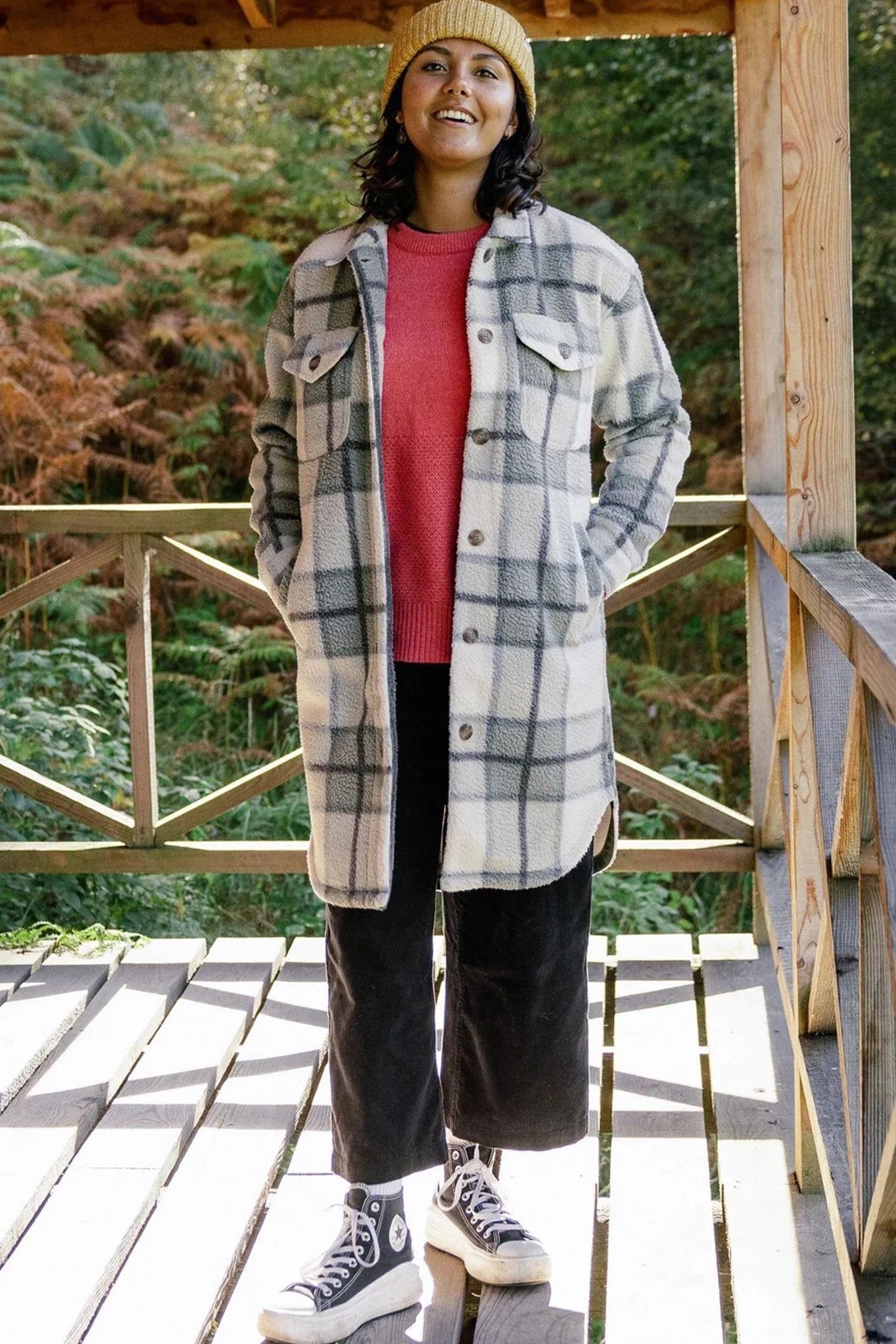 PASSENGER - Cloudy 2.0 Recycled Sherpa Fleece Shirt - Pistachio Check - BACKYARD