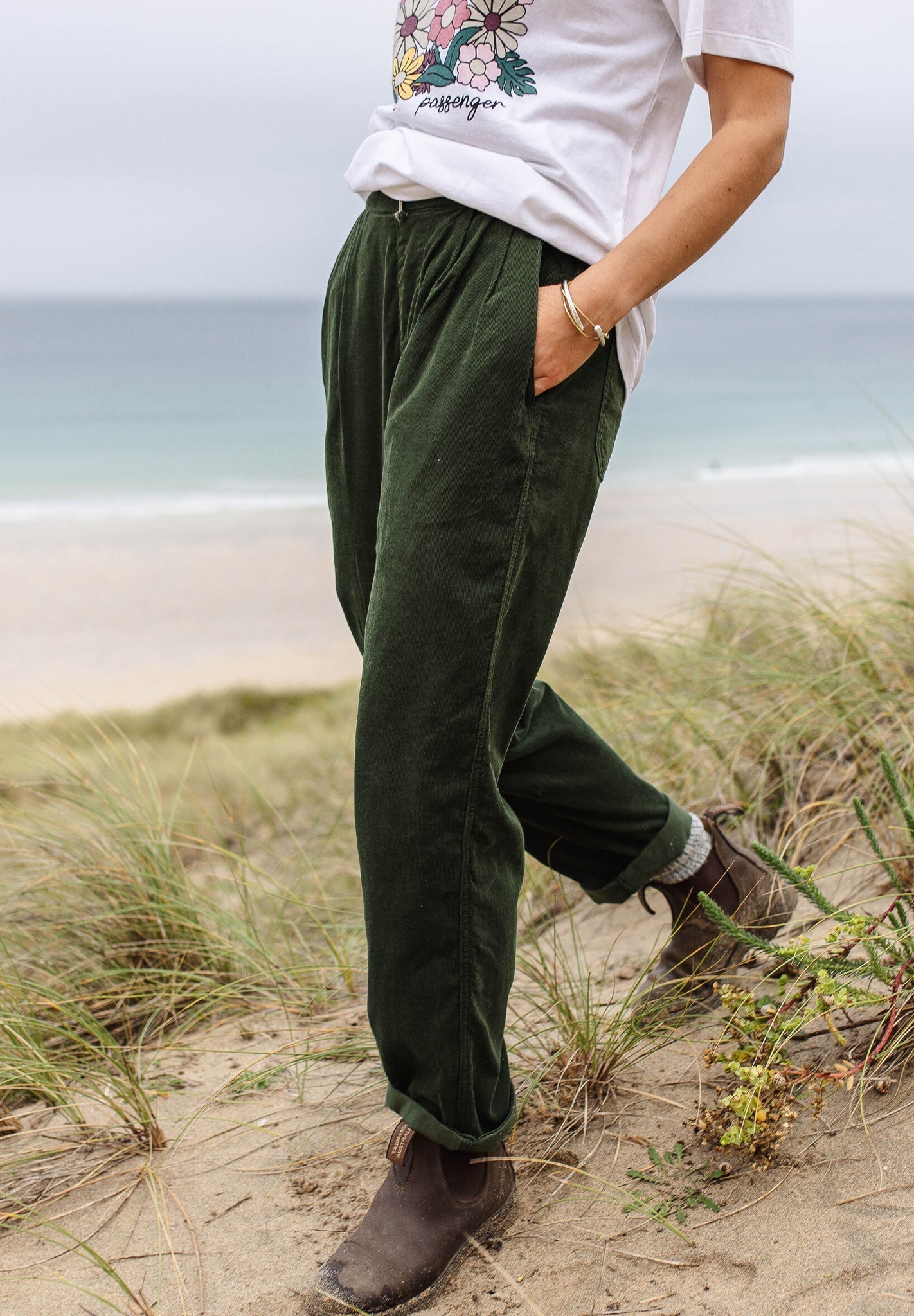 PASSENGER - Compass Recycled Corduroy Trouser - Fir Tree - BACKYARD