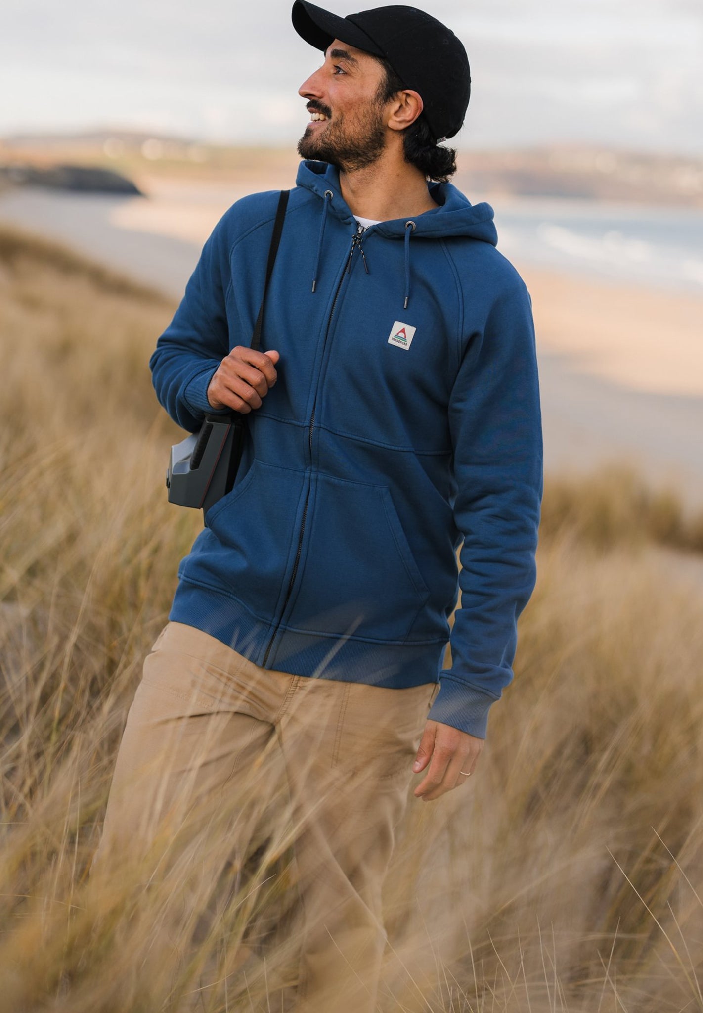 PASSENGER - Heritage Full Zip Recycled Cotton Hoodie - Dark Denim - BACKYARD