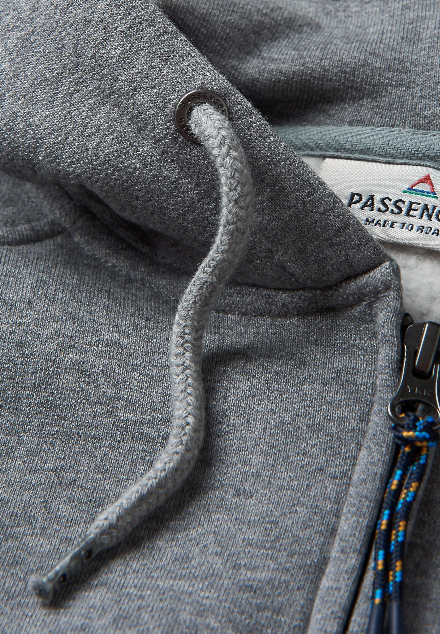 PASSENGER - Heritage Full Zip Recycled Cotton Hoodie - Dark Grey Marl - BACKYARD