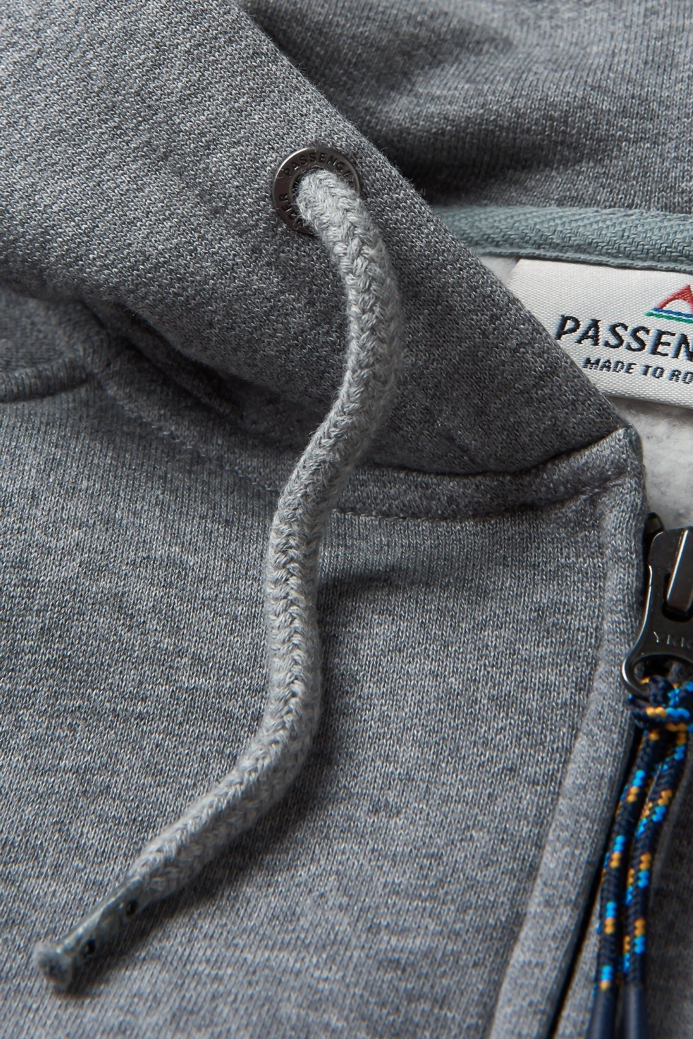 PASSENGER - Heritage Full Zip Recycled Cotton Hoodie - Dark Grey Marl - BACKYARD