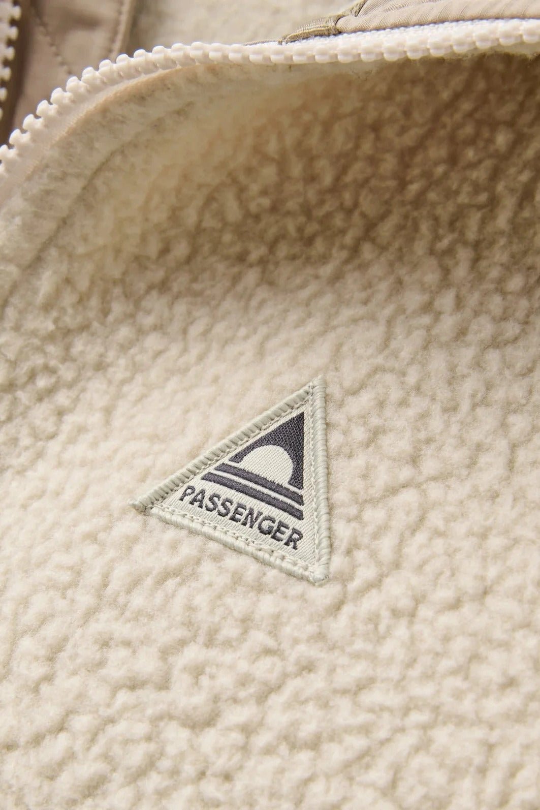 PASSENGER-Home 1/2 Zip Recycled Hooded Sherpa Fleece-Oatmeal-BACKYARD