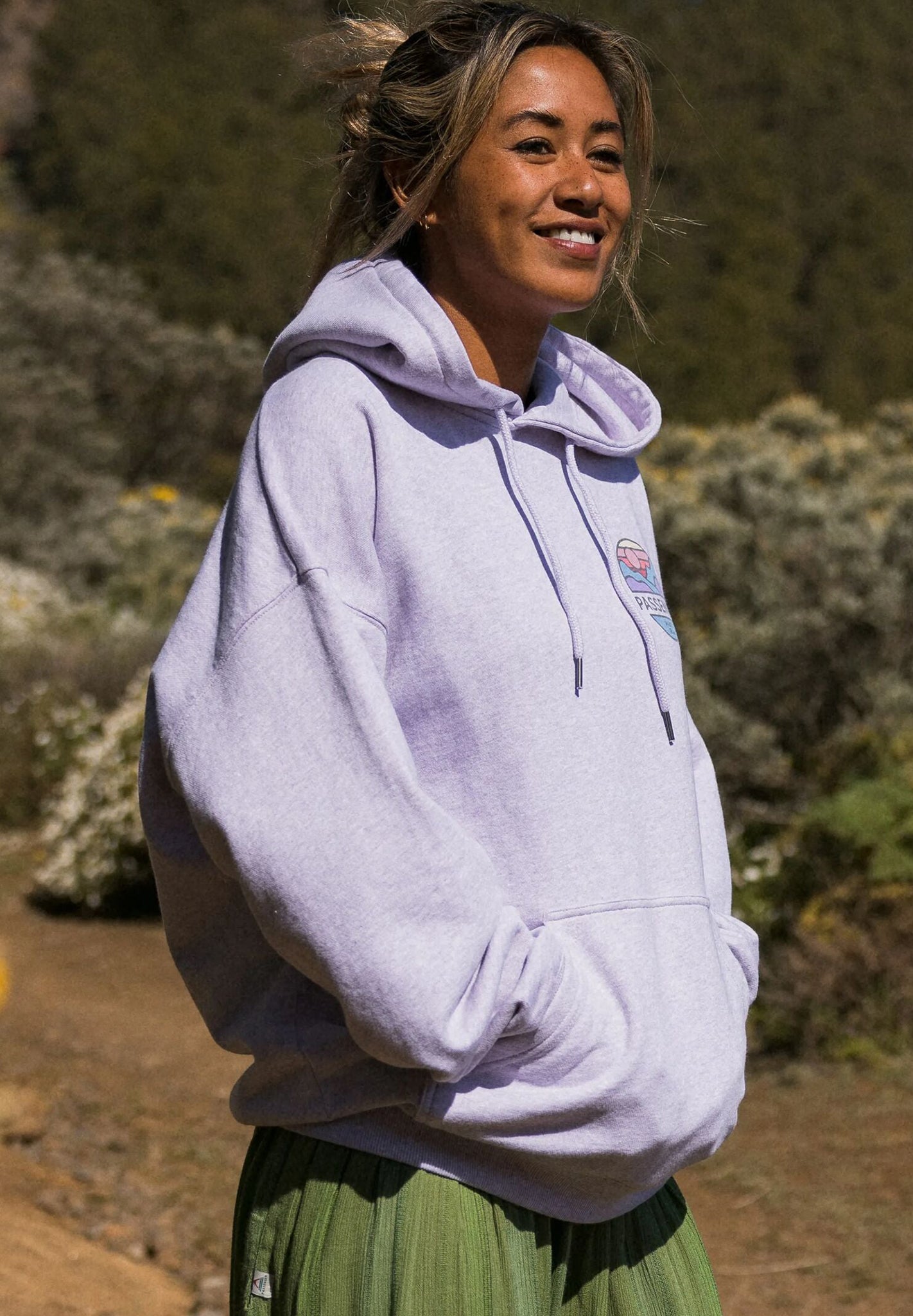 PASSENGER - Laidback Organic Cotton Hoodie - Lilac Mist Marl - BACKYARD