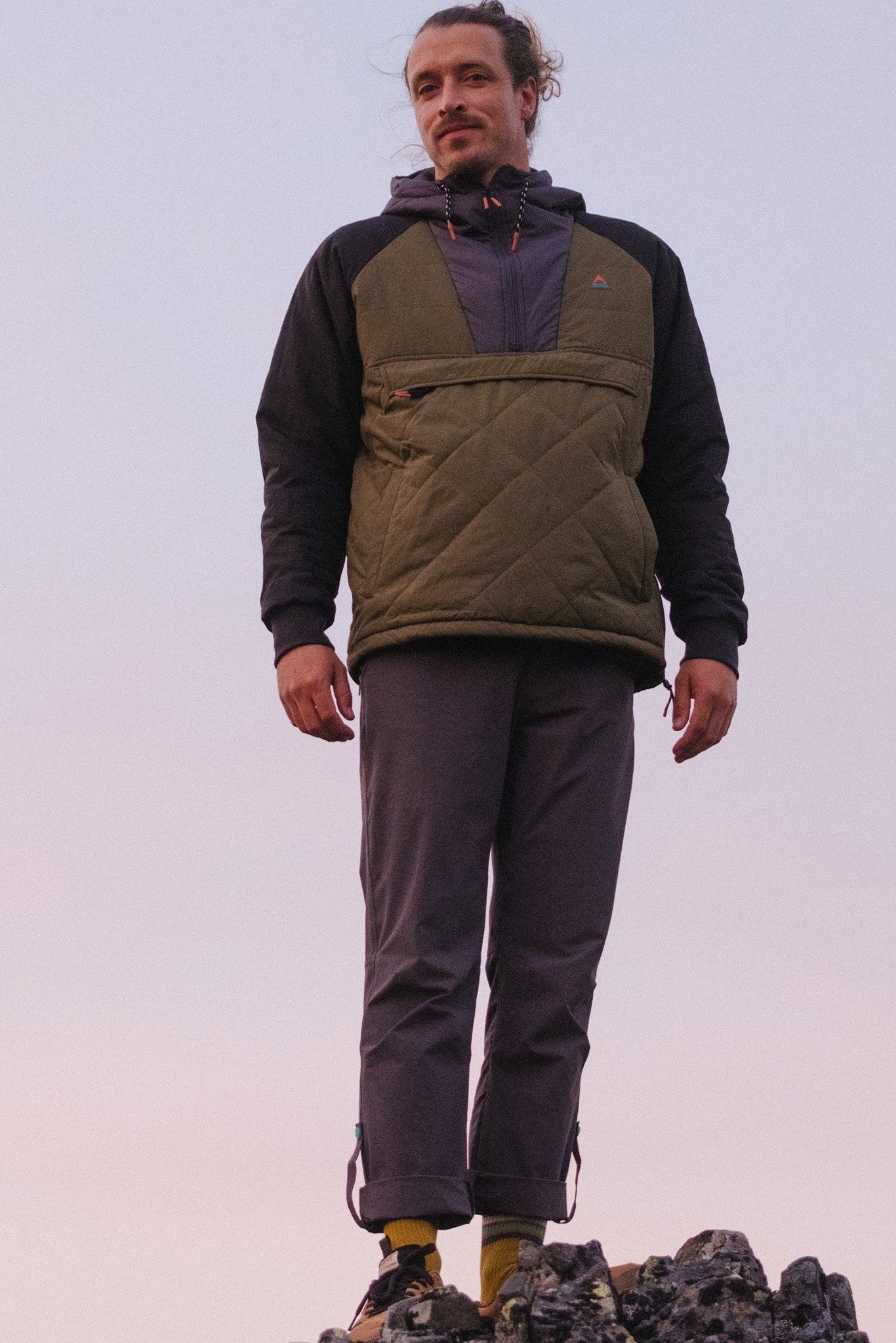 PASSENGER - Oceanic Recycled Insulated 1/2 Zip Jacket - Black Khaki - BACKYARD