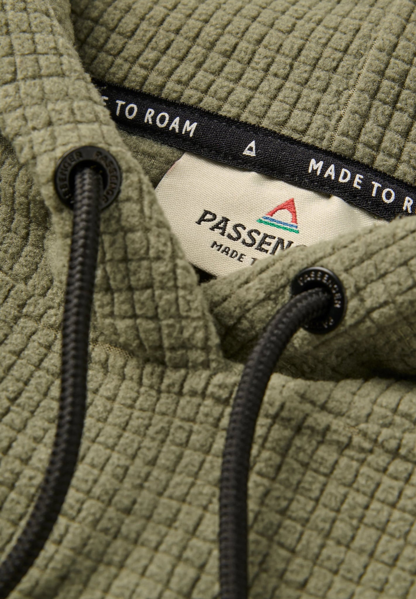 PASSENGER - Point Grid Recycled Fleece Hoodie - Dusty Olive - BACKYARD