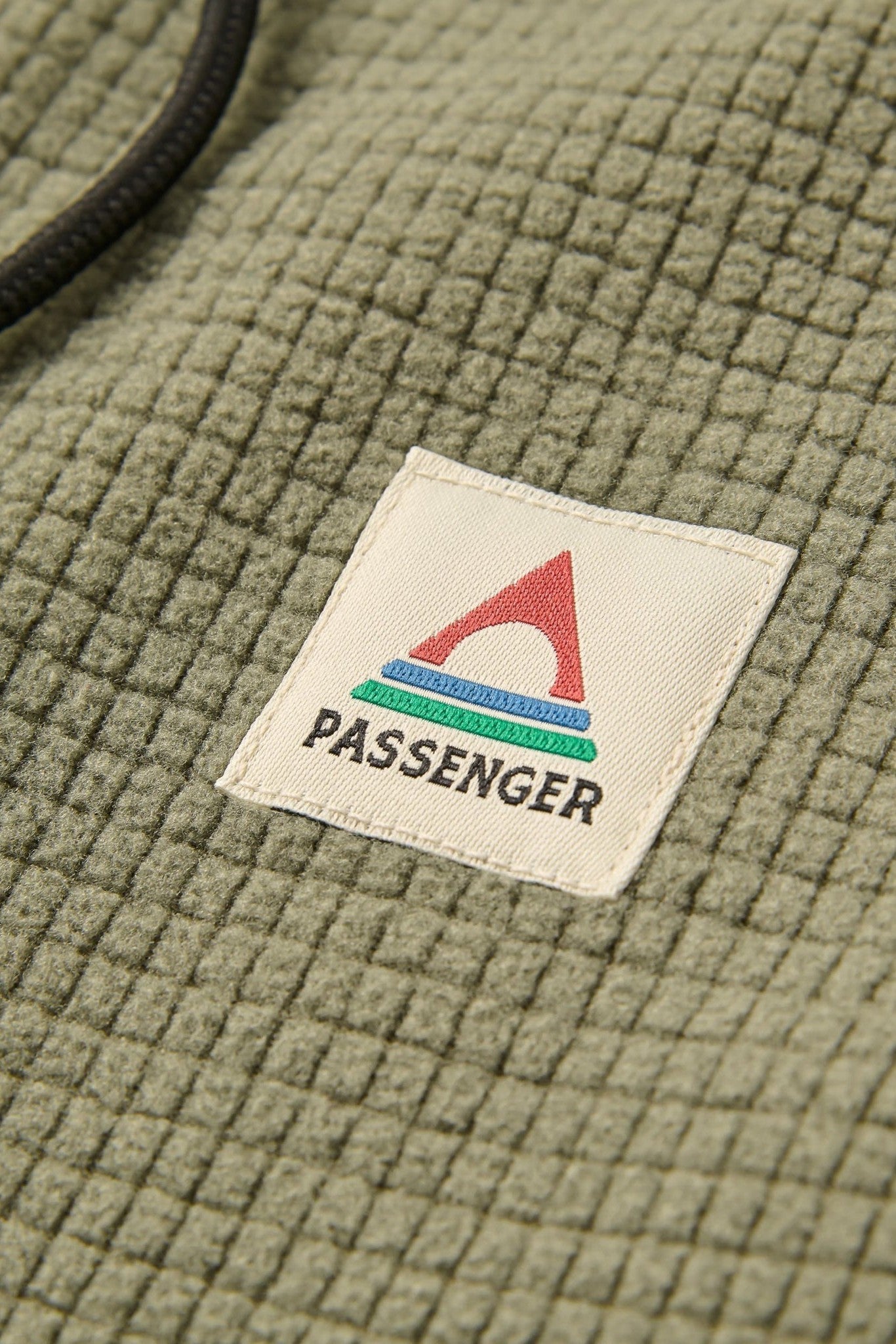 PASSENGER - Point Grid Recycled Fleece Hoodie - Dusty Olive - BACKYARD