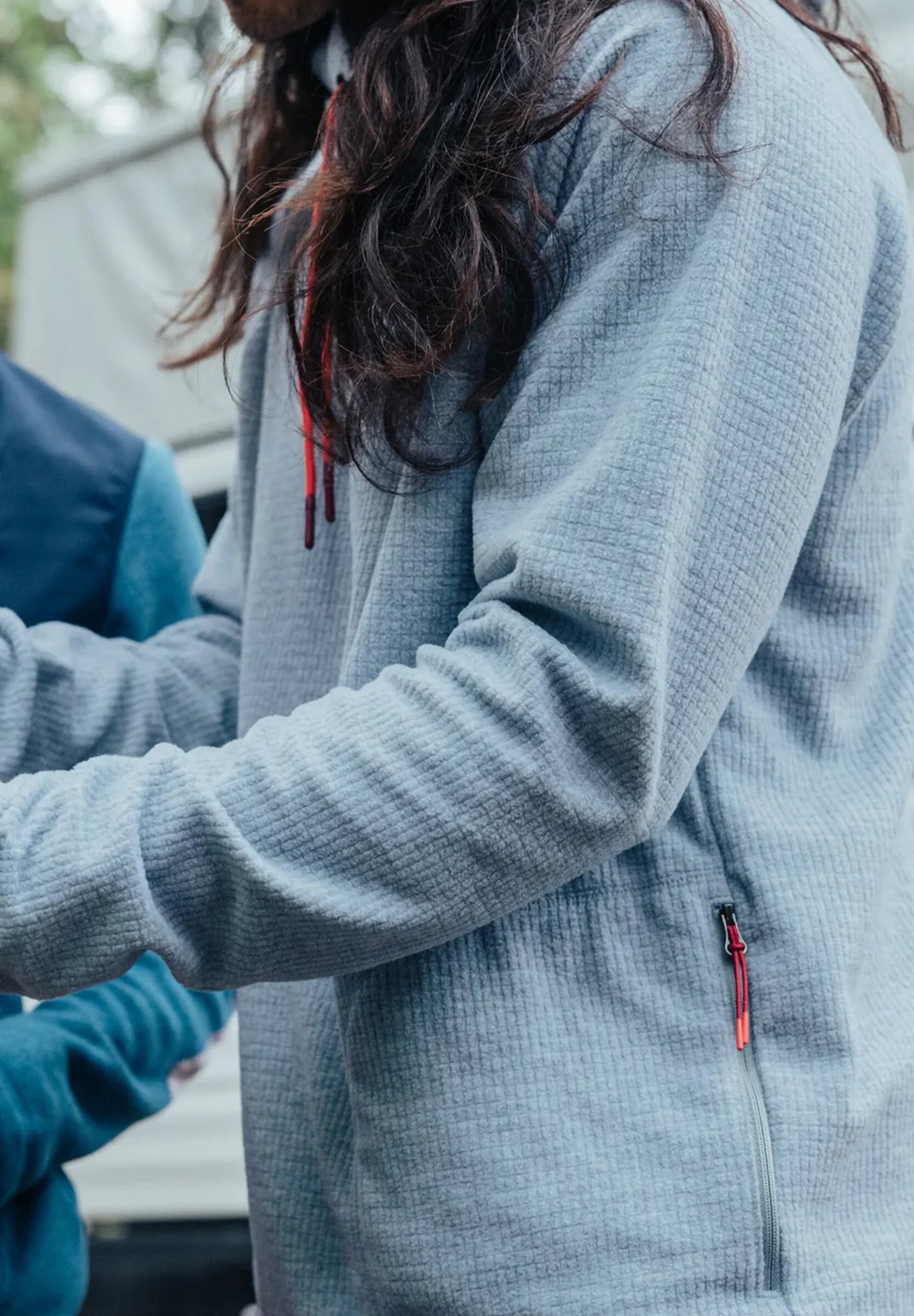 PASSENGER - Point Grid Recycled Fleece Hoodie - Grey Marl - BACKYARD