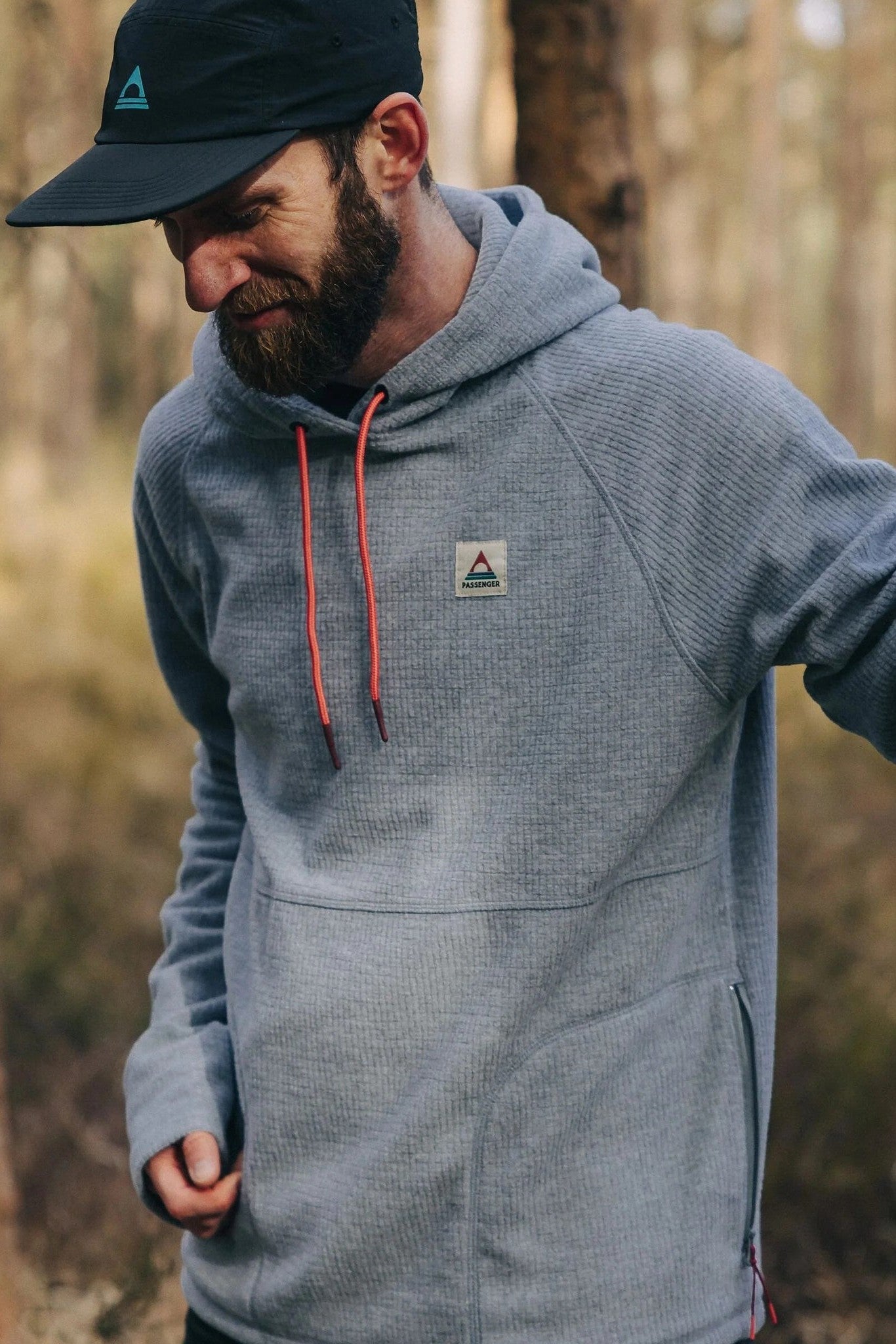 PASSENGER - Point Grid Recycled Fleece Hoodie - Grey Marl - BACKYARD