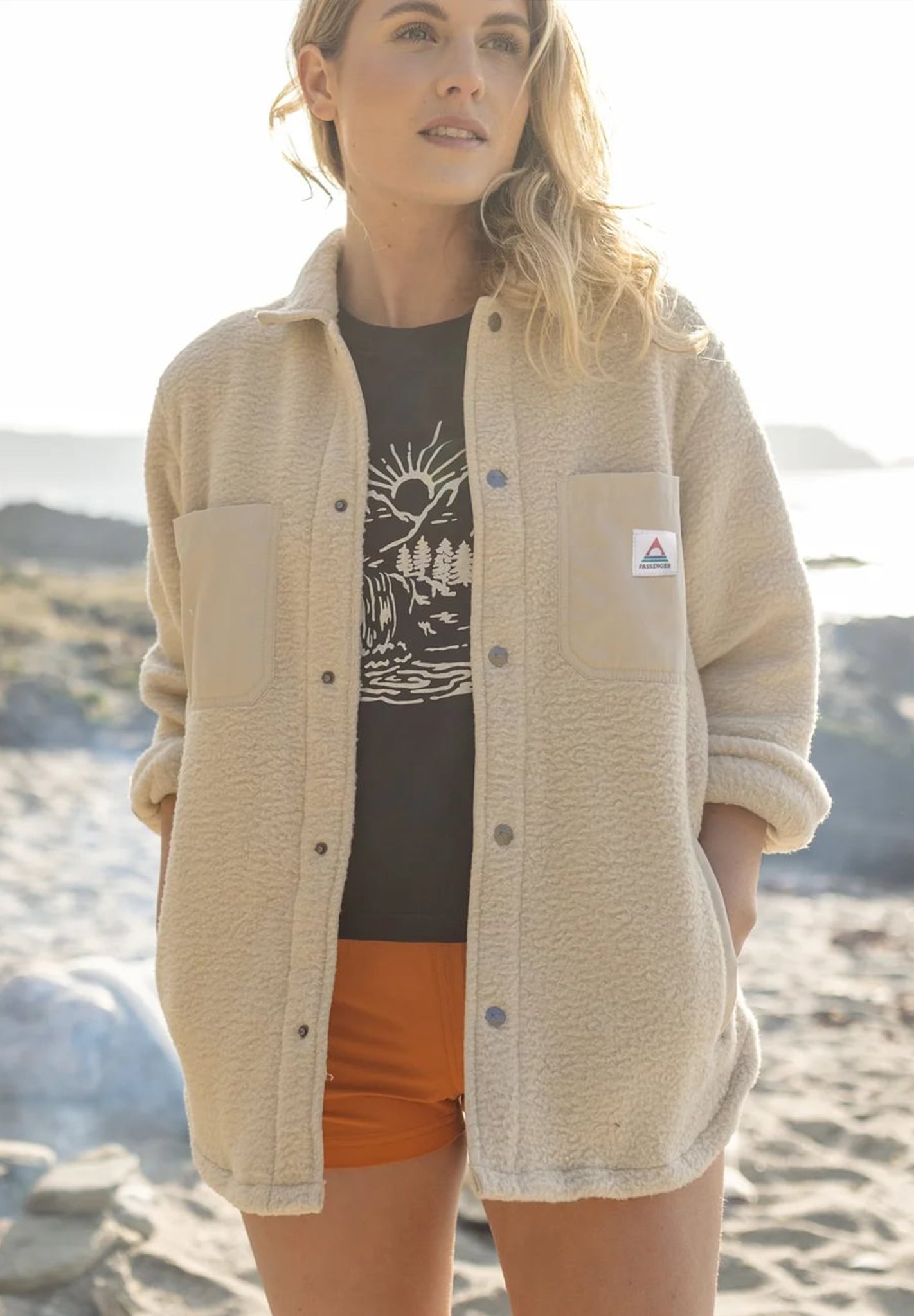 PASSENGER - Rappel Recycled Sherpa Oversized Shirt - Oatmeal - BACKYARD