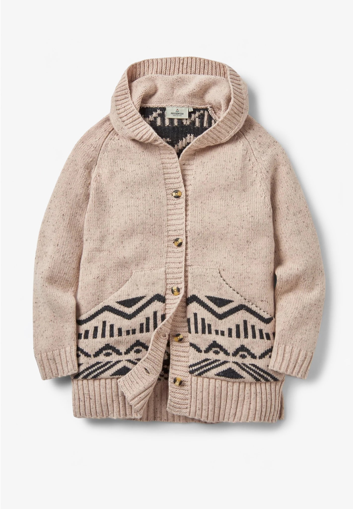 PASSENGER - Snoozle Recycled Knitted Hooded Cardigan - Oatmeal - BACKYARD