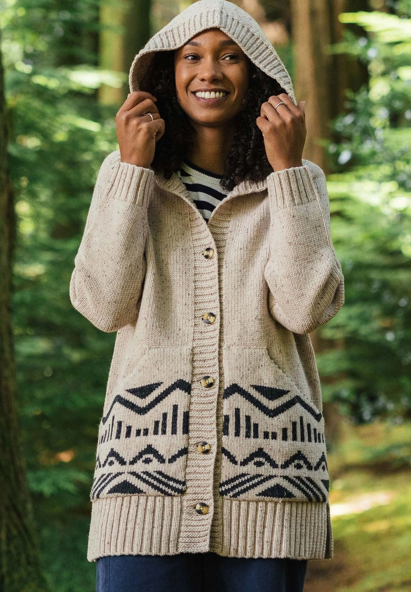 PASSENGER - Snoozle Recycled Knitted Hooded Cardigan - Oatmeal - BACKYARD