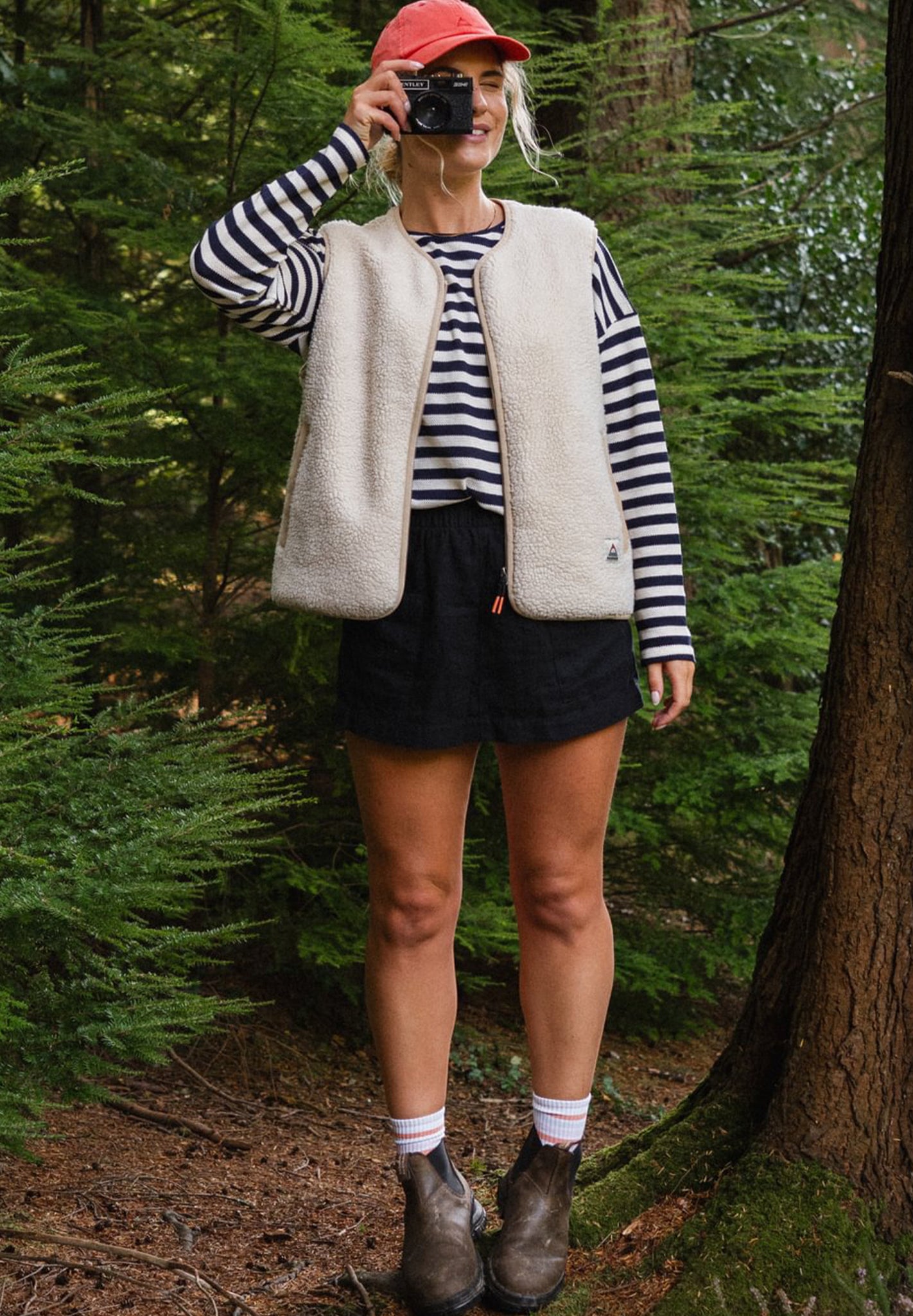 Tawny Collarless Deep-Pile Sherpa Gilet