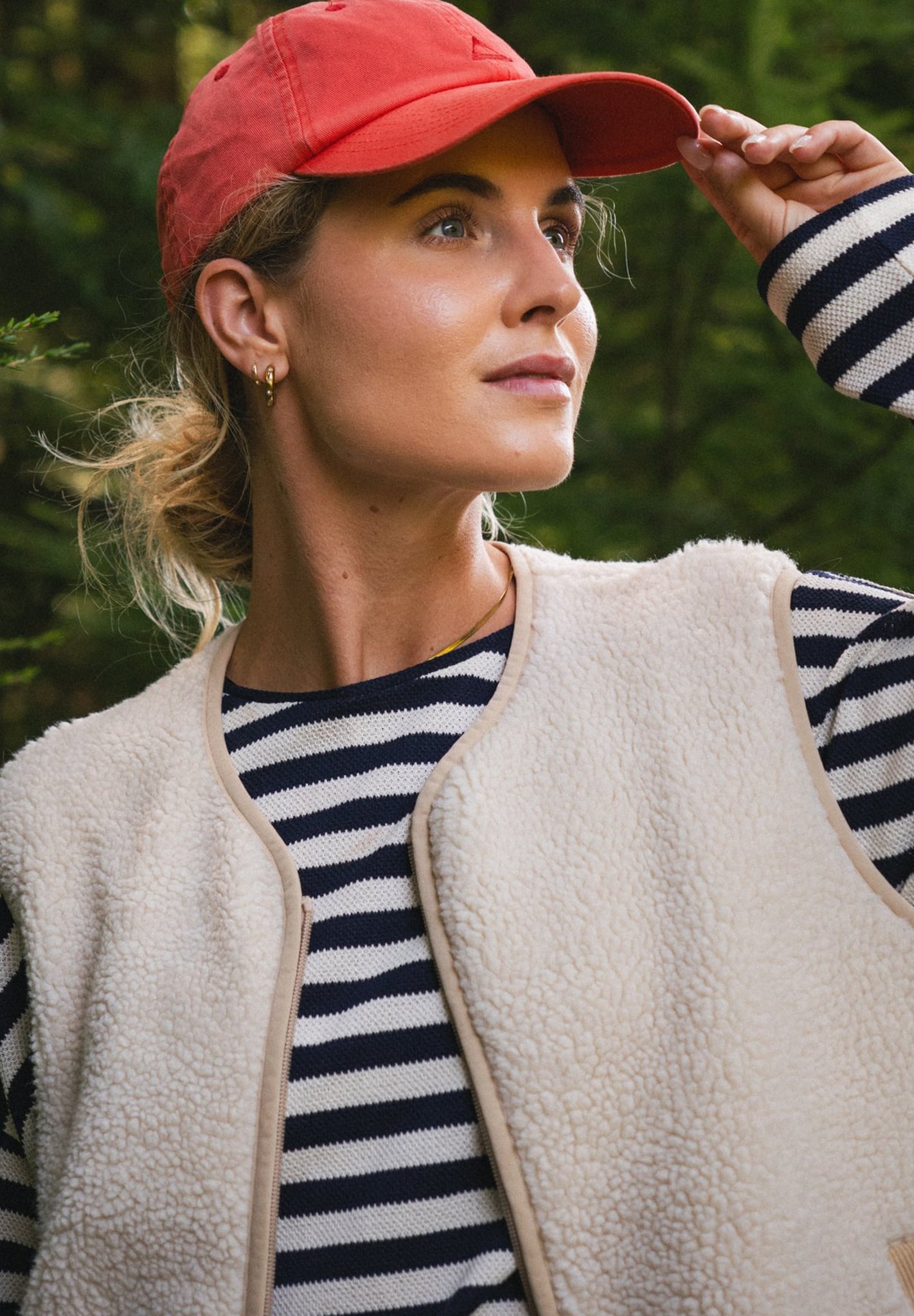 Tawny Collarless Deep-Pile Sherpa Gilet