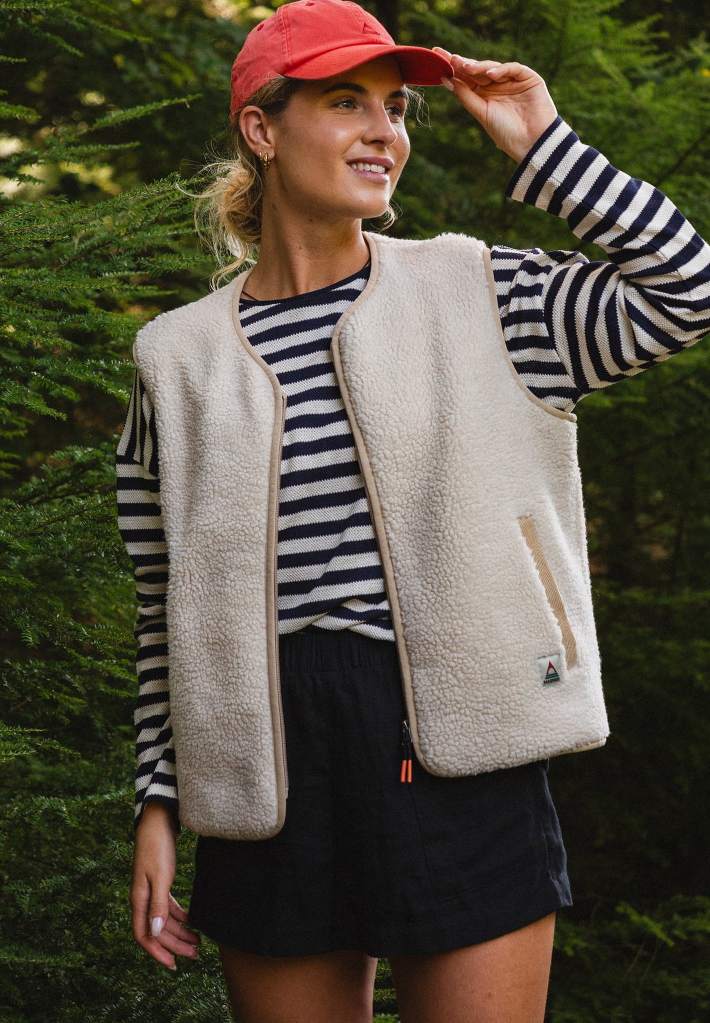 Tawny Collarless Deep-Pile Sherpa Gilet