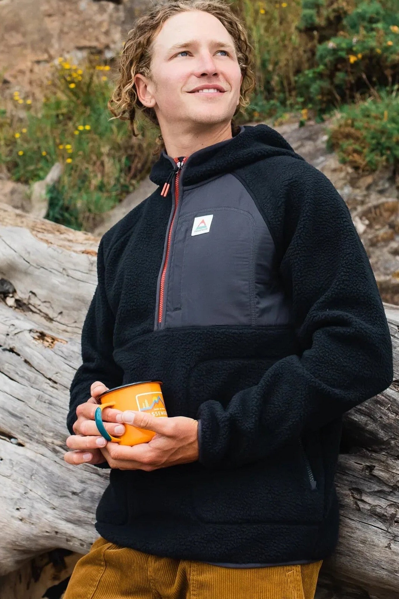 PASSENGER - Ventura 1/2 Zip Recycled Sherpa Fleece - Black - BACKYARD