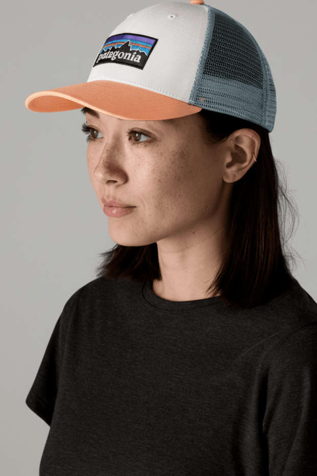 PATAGONIA - P - 6 Logo LoPro Trucker Hat - White w/Peach Sherbet - BACKYARD